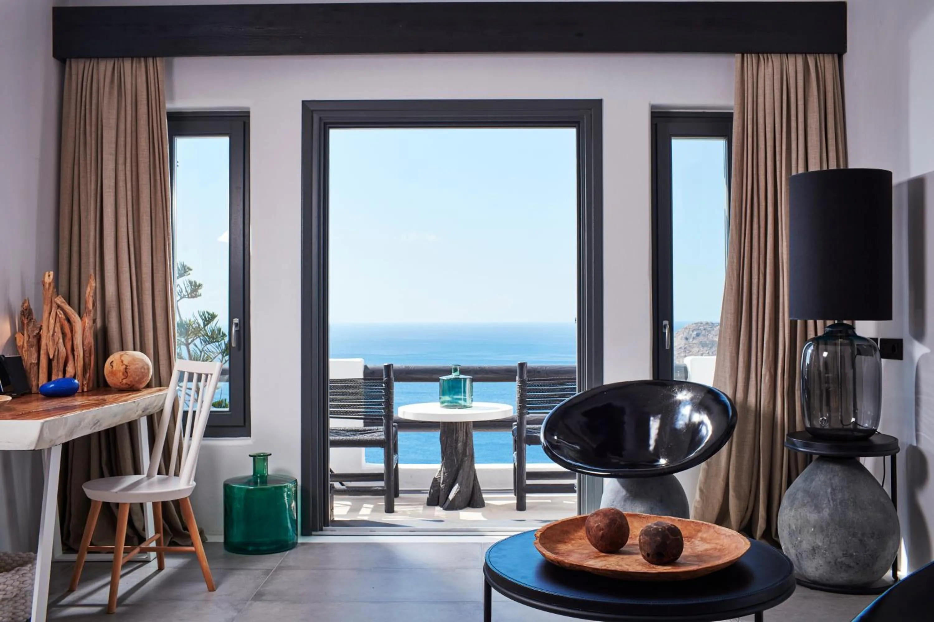 Living room in Myconian Utopia Relais & Chateaux