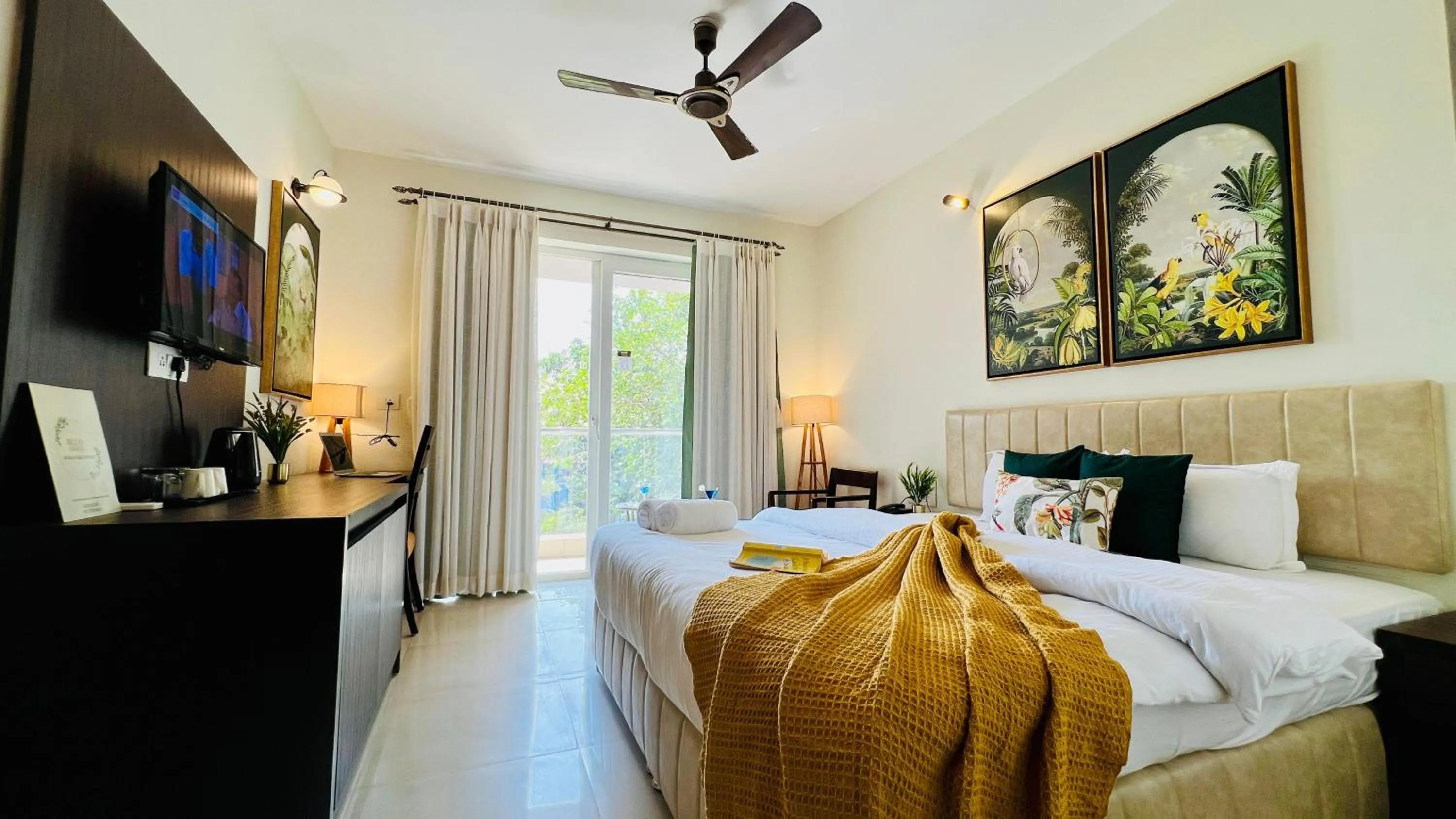 View (from property/room), Bed in BluO Amani Vagator - Boutique Hotel Goa