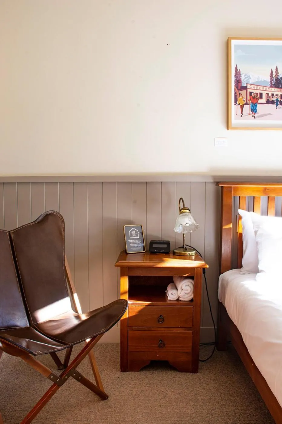 Decorative detail, Bed in Cardrona Hotel