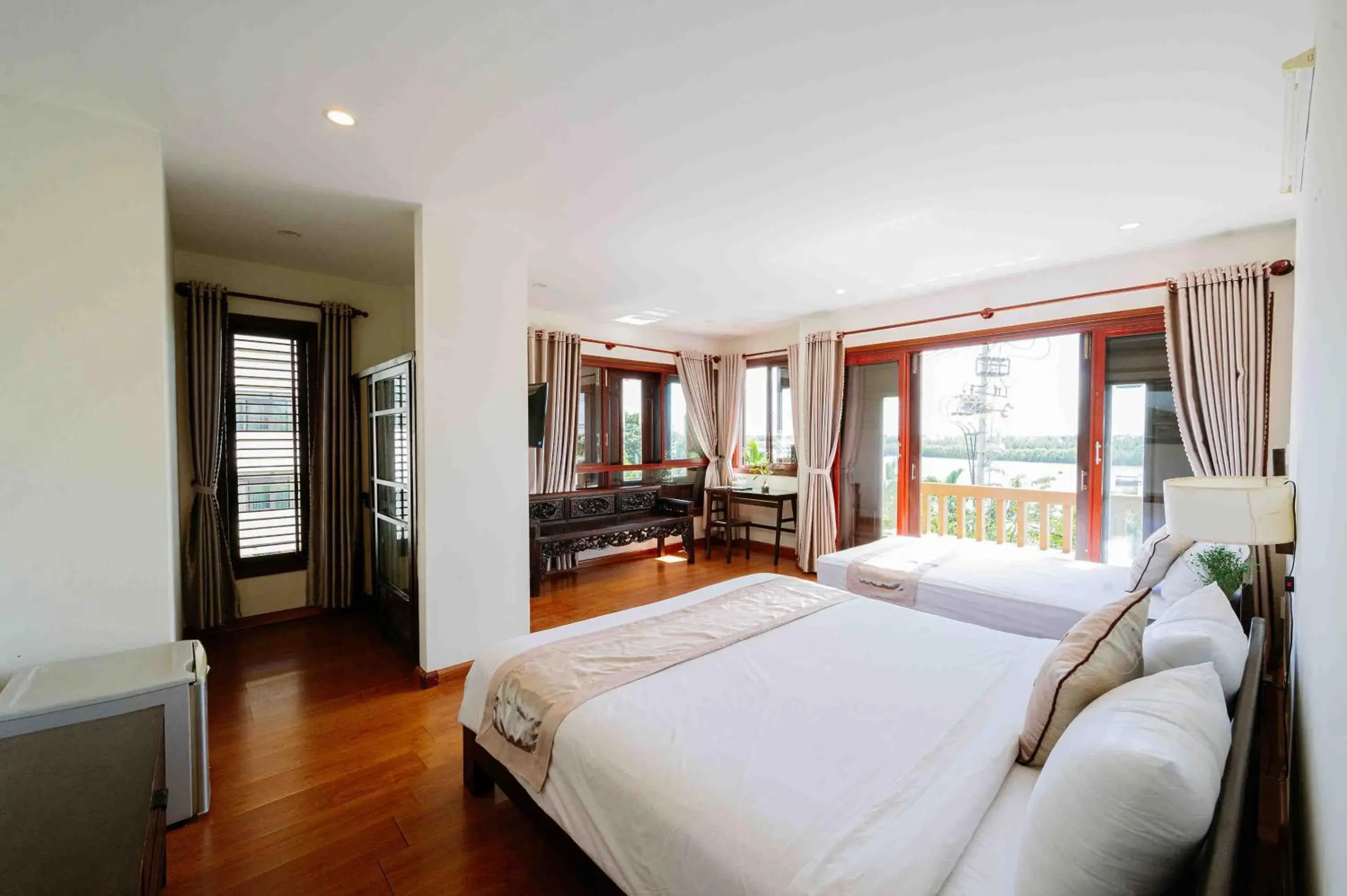 Balcony/Terrace, Bed in B'Lan Riverside Villa Balcony/Terrace, Bed in B'Lan Riverside Villa