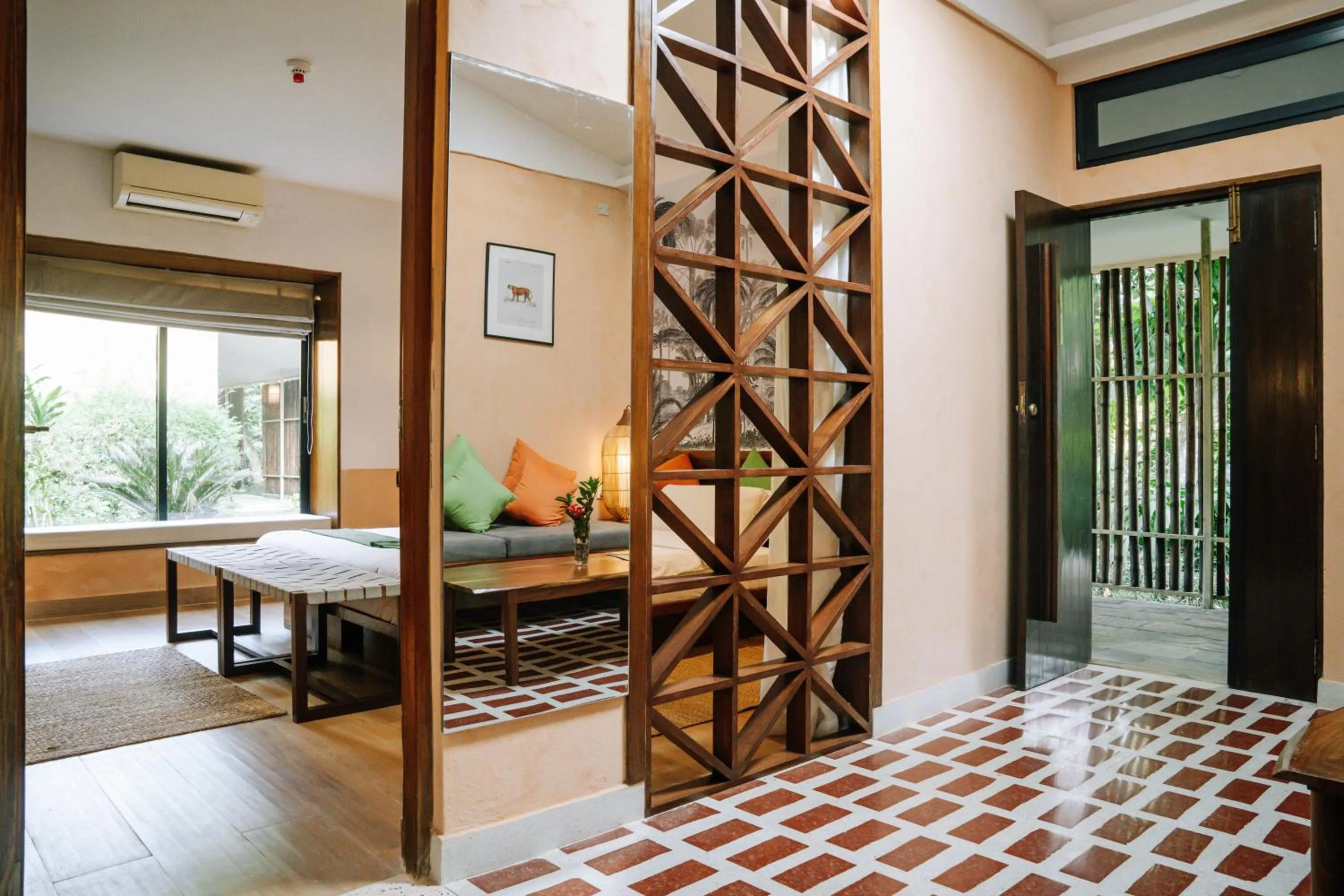 Living room, Bed in Kasara Chitwan