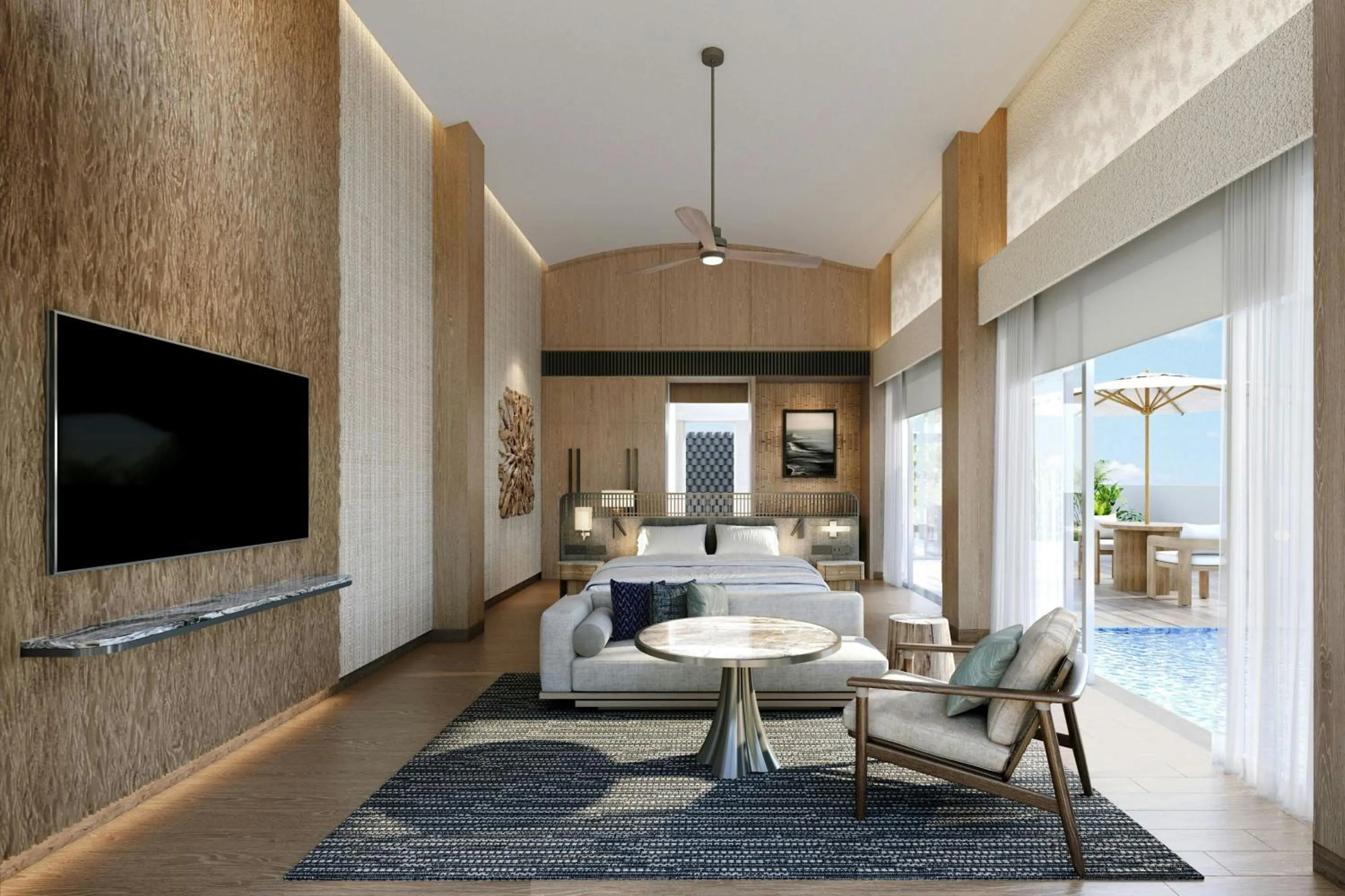 Swimming pool, Bed in The Westin Nirup Island Resort & Spa