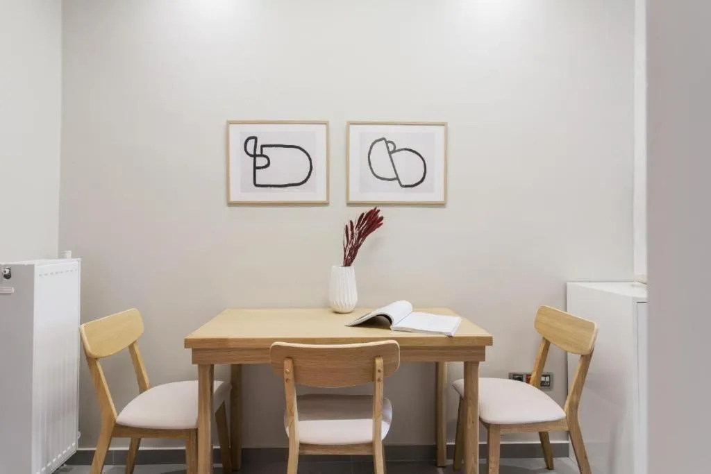 Dining area in Tranquil Studio in Pangrati Athens Center
