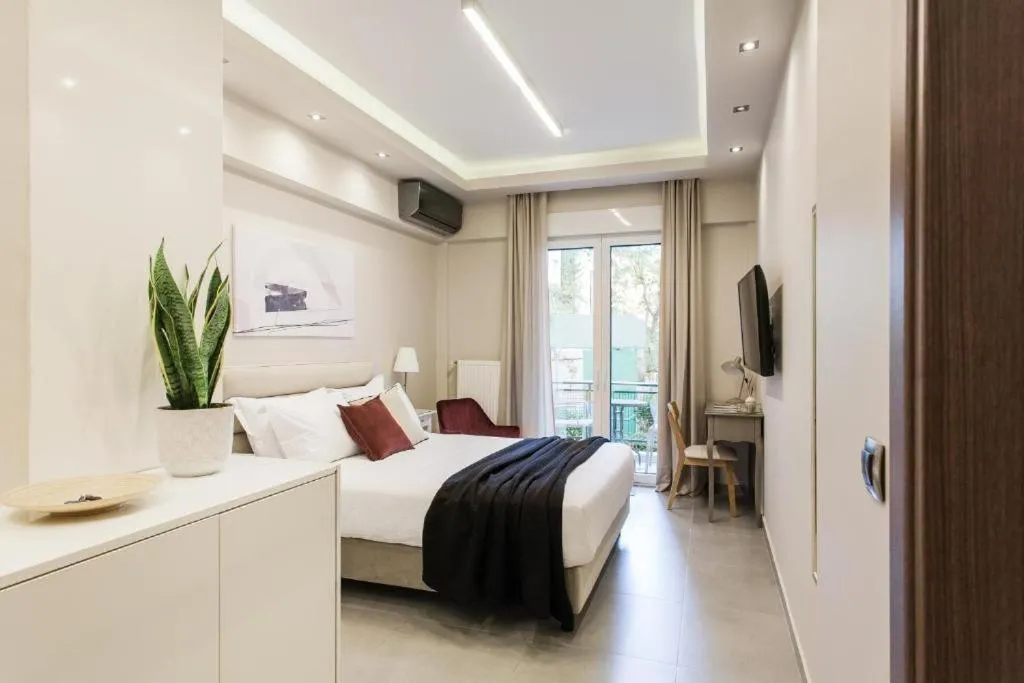 Bed in Tranquil Studio in Pangrati Athens Center