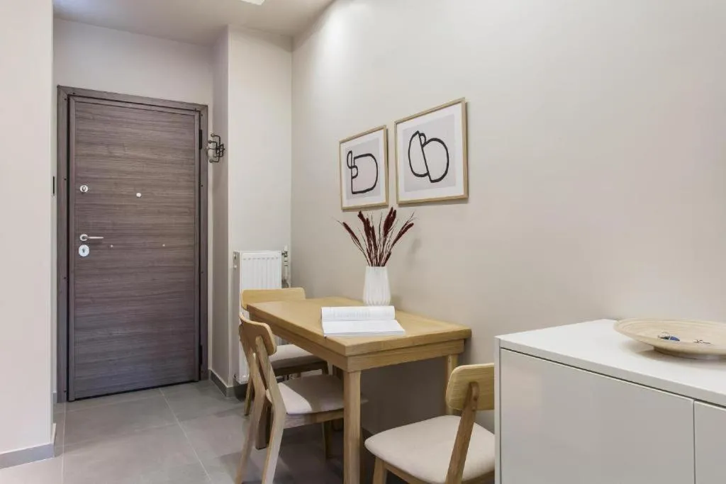 Dining area in Tranquil Studio in Pangrati Athens Center