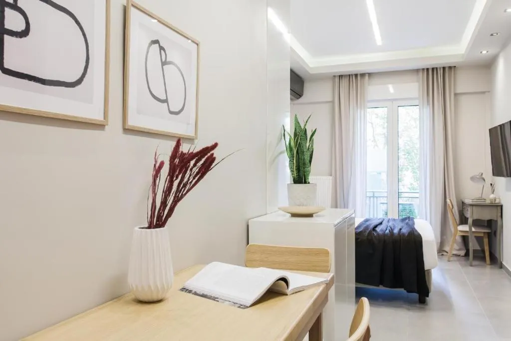 Bed in Tranquil Studio in Pangrati Athens Center