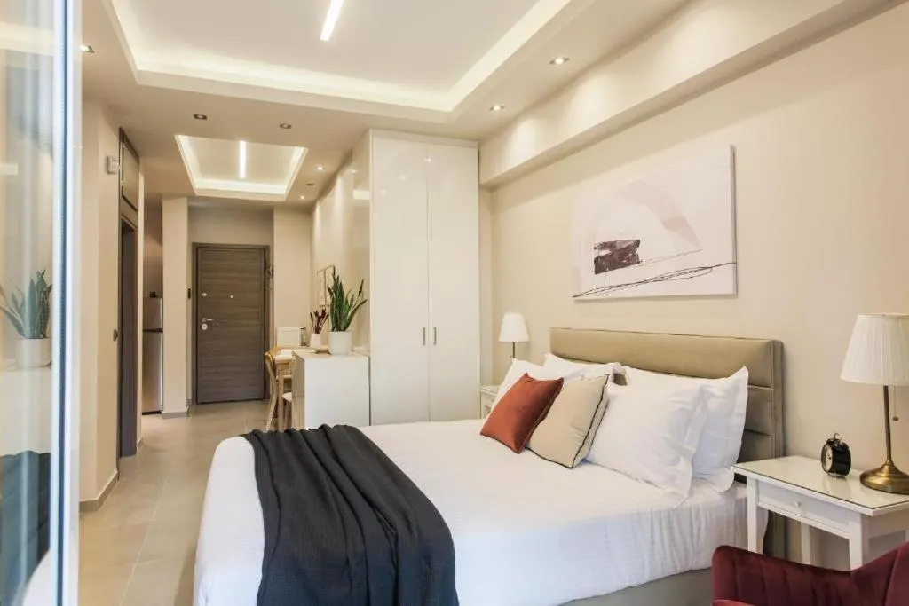 Bed in Tranquil Studio in Pangrati Athens Center