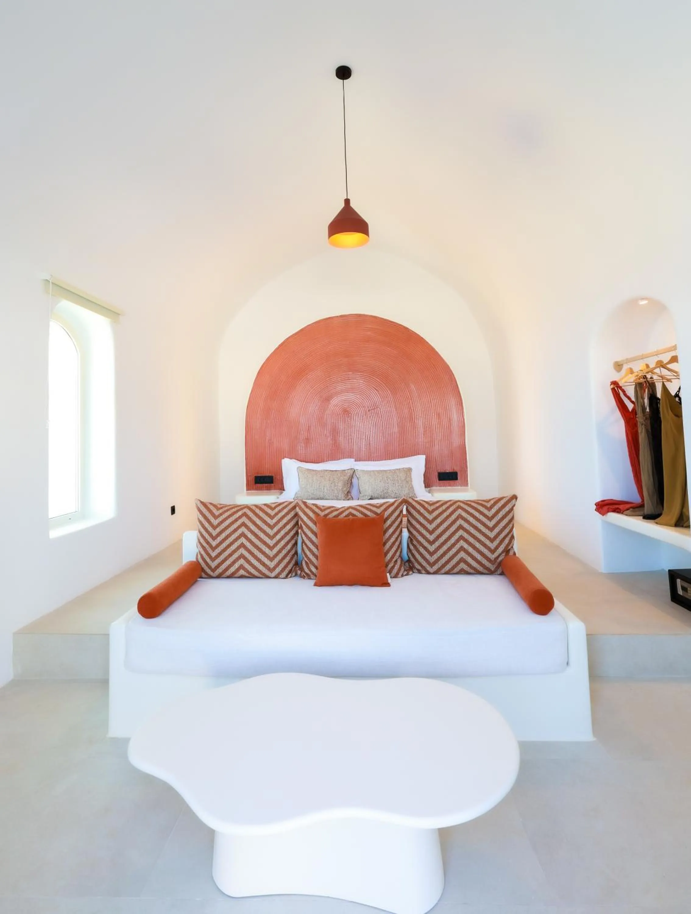 Bed in Luna Santorini Suites