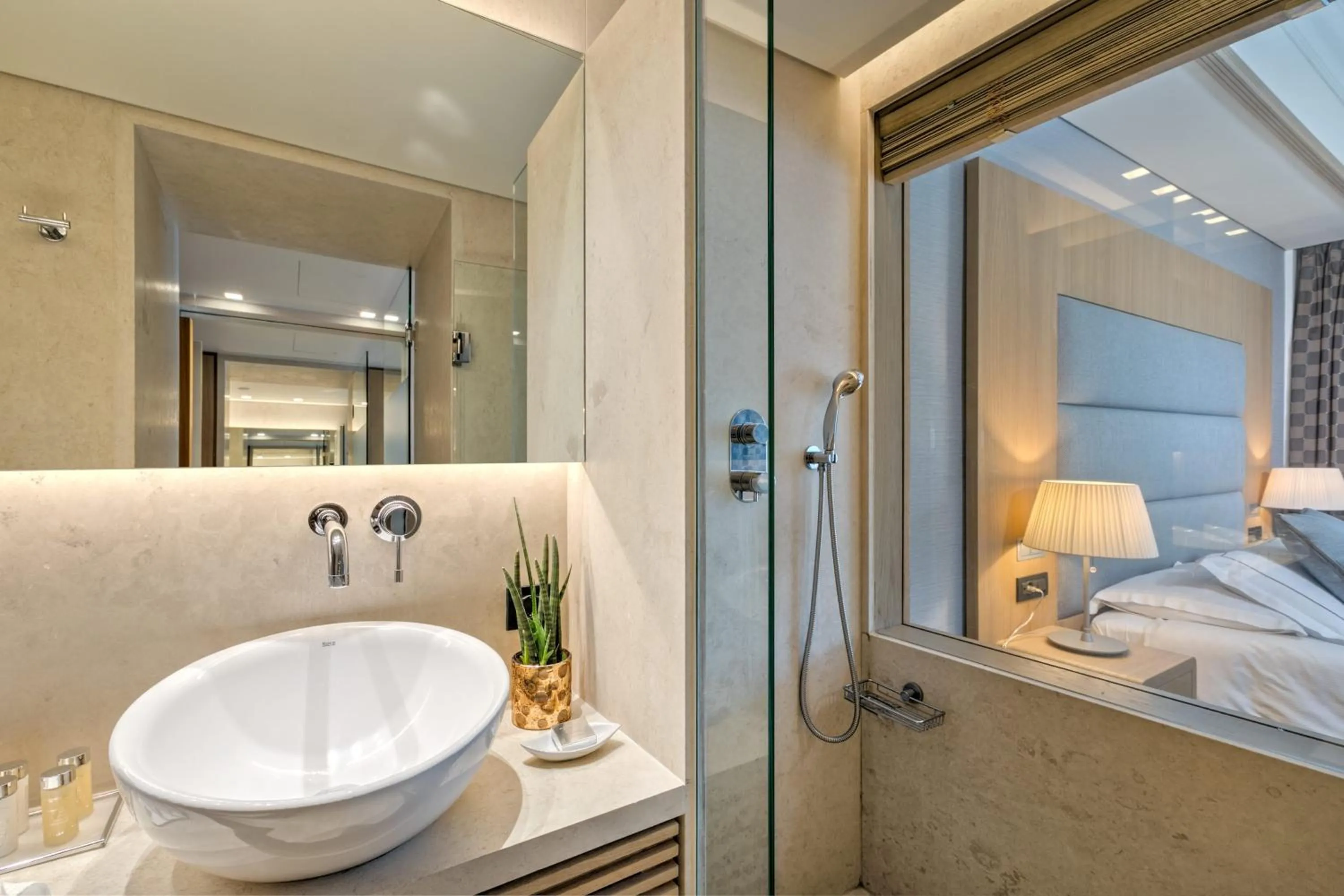 Bathroom, Bed in Rodos Park