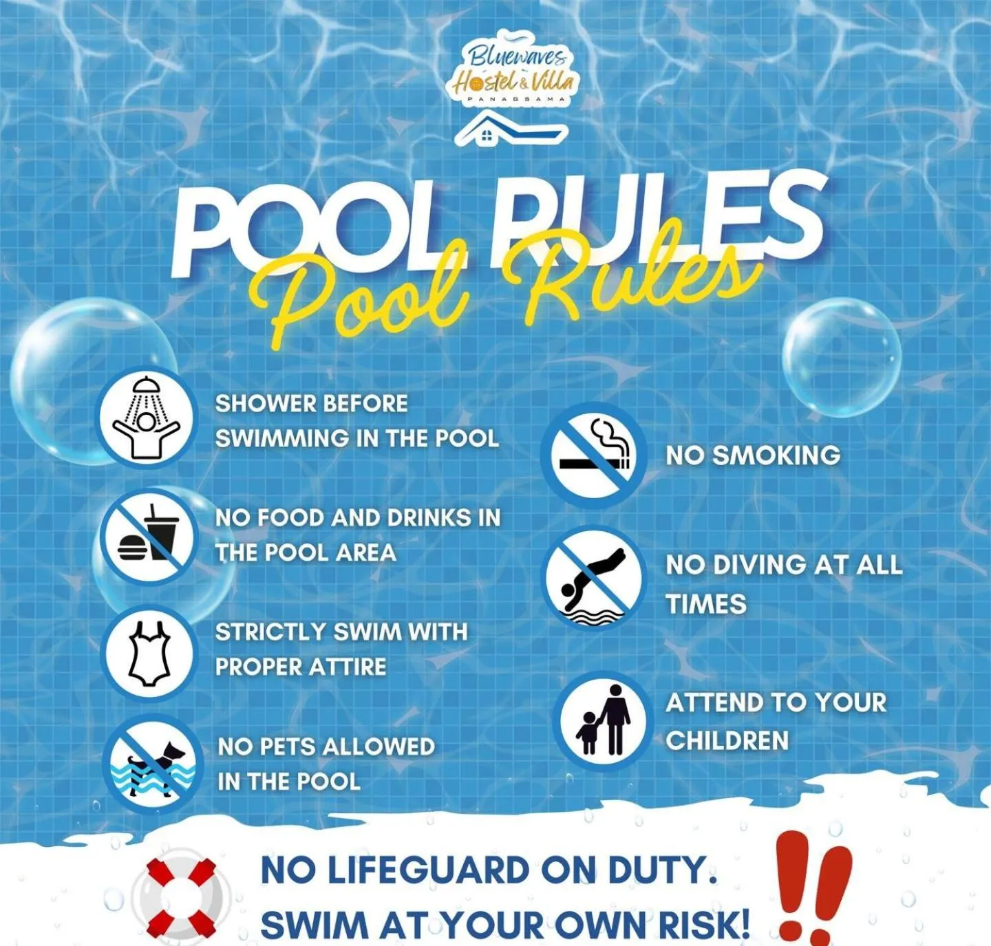 Swimming pool in Bluewaves Hostel & Villa Panagsama by Hiverooms