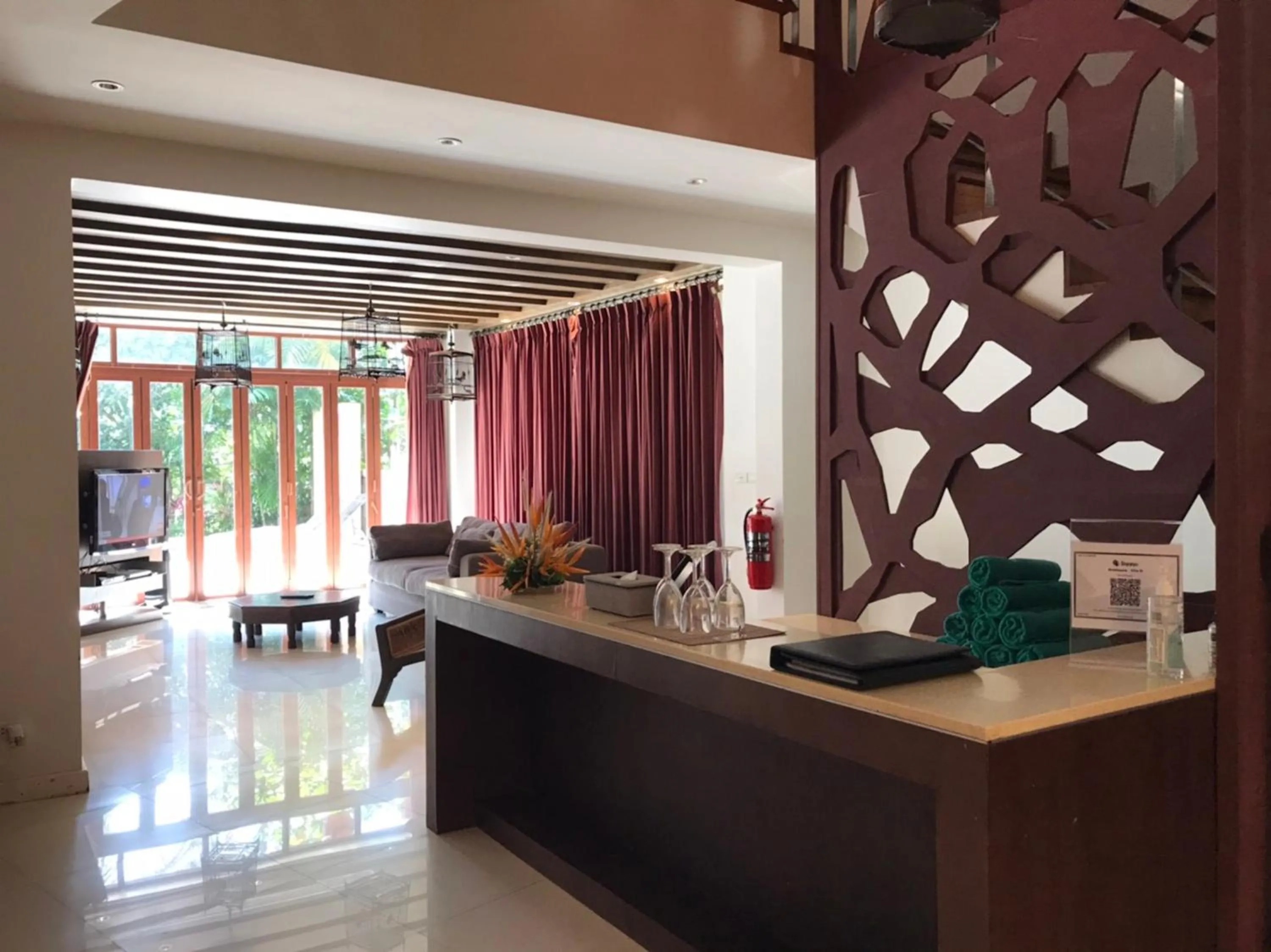 Living room in Amatapura Beachfront Villa 15, SHA Certified