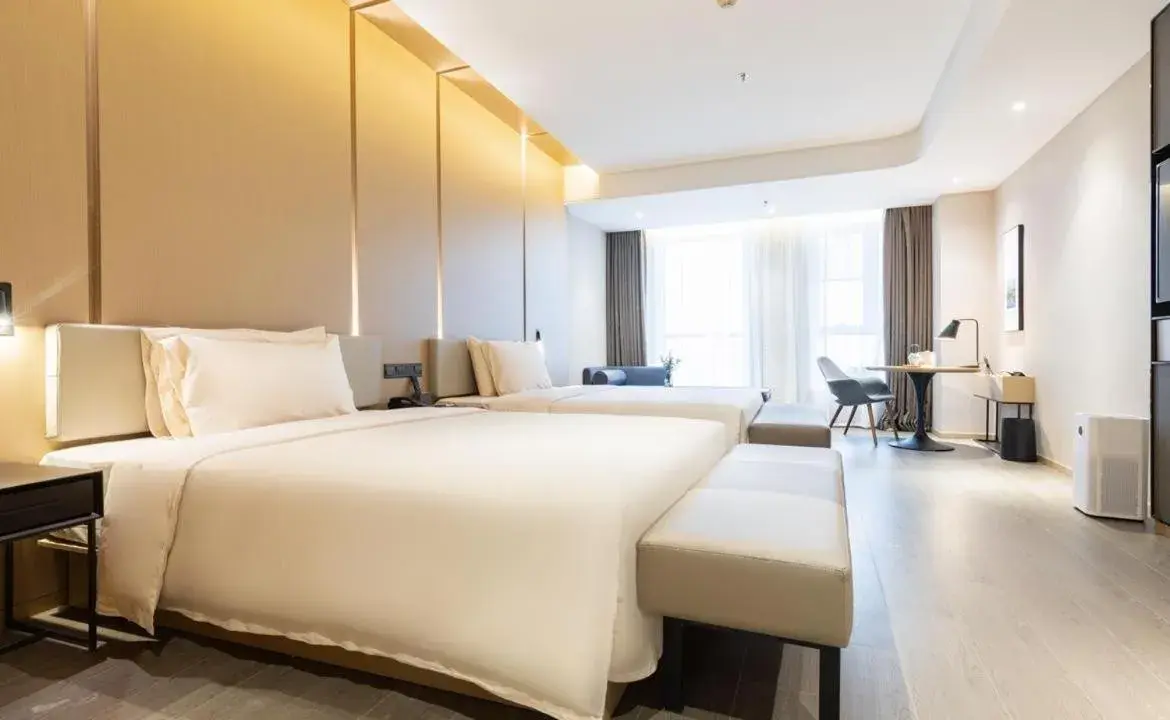 Bed in Atour Hotel Wuhan Donghu Yuejiazui Bed in Atour Hotel Wuhan Donghu Yuejiazui