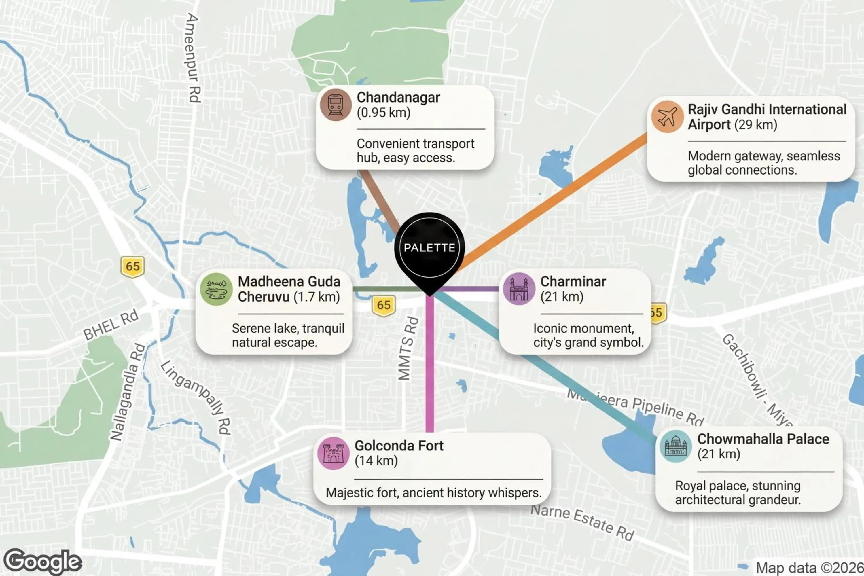 Nearby landmark in Palette by CheckIn Chanda Nagar Near GSM Mall