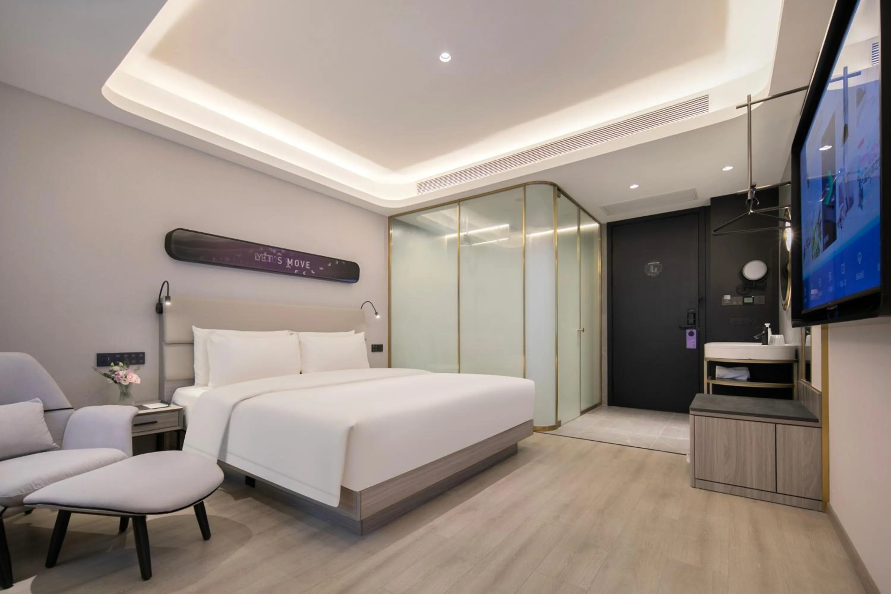 Bed in Atour X Hotel Wuhan Wuhan Yellow Crane Tower Yangtze River Bridge
