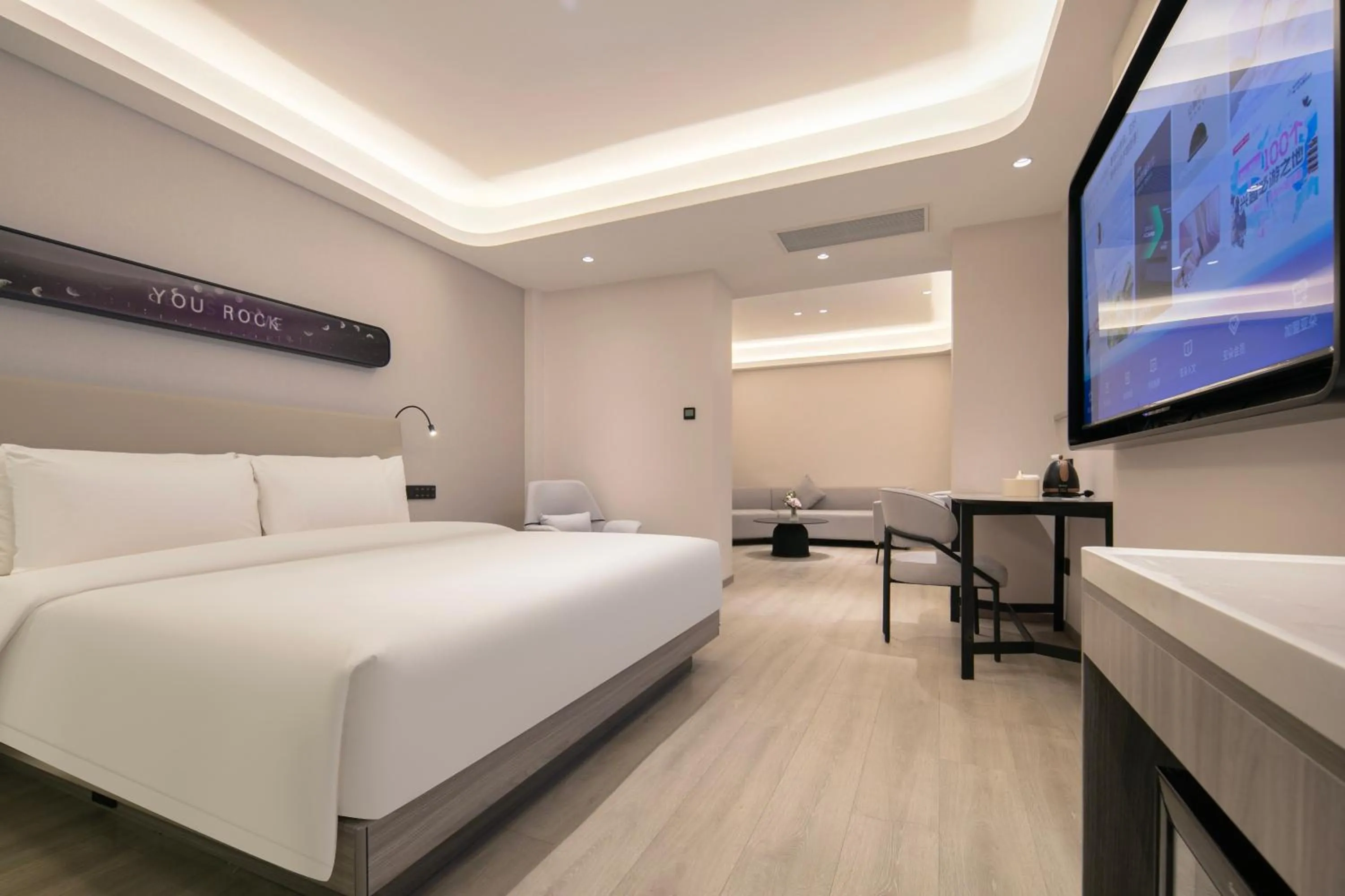 Bed in Atour X Hotel Wuhan Wuhan Yellow Crane Tower Yangtze River Bridge