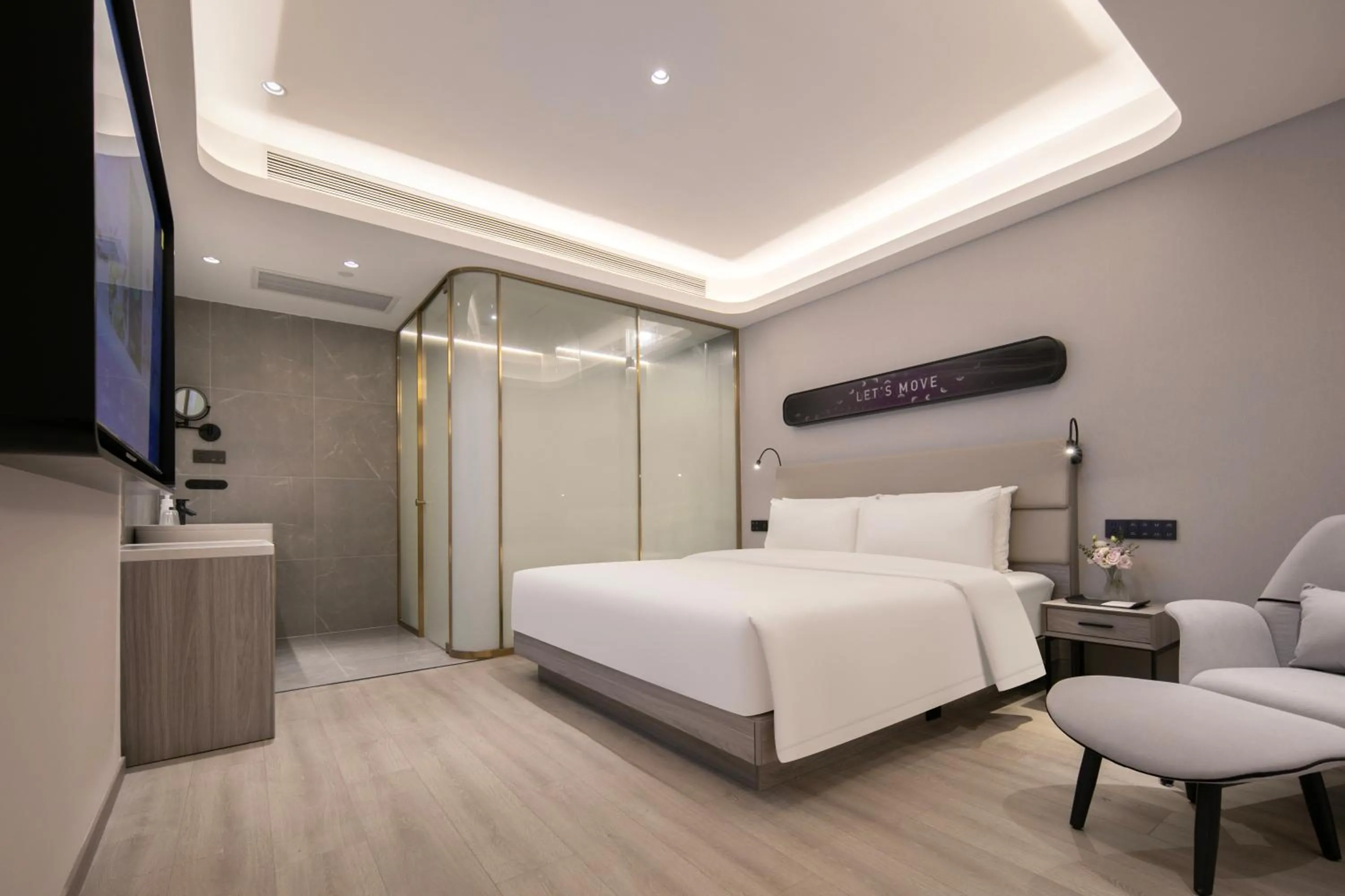 Bed in Atour X Hotel Wuhan Wuhan Yellow Crane Tower Yangtze River Bridge