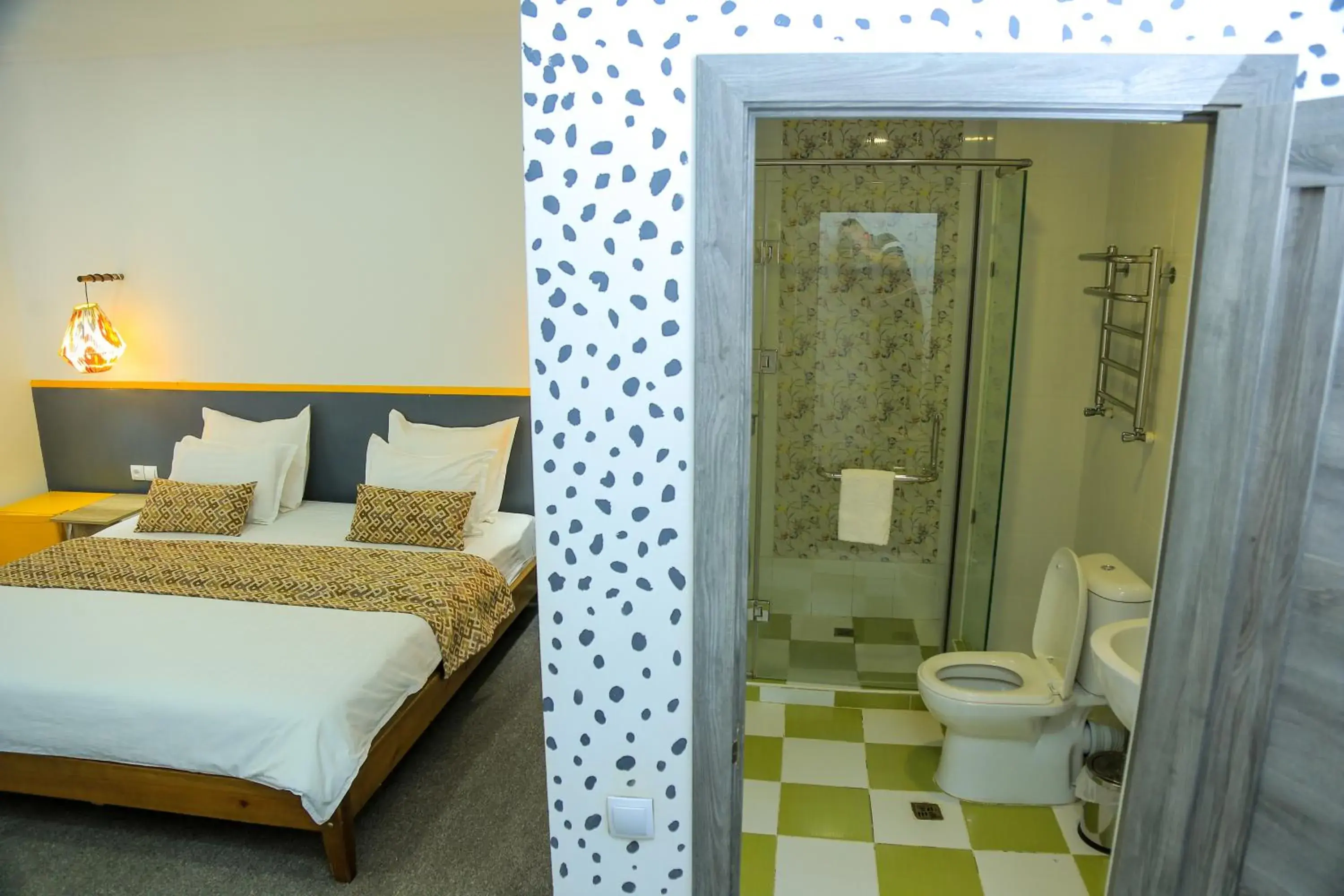 Shower, Bed in ART SAMARQAND hotel Shower, Bed in ART SAMARQAND hotel