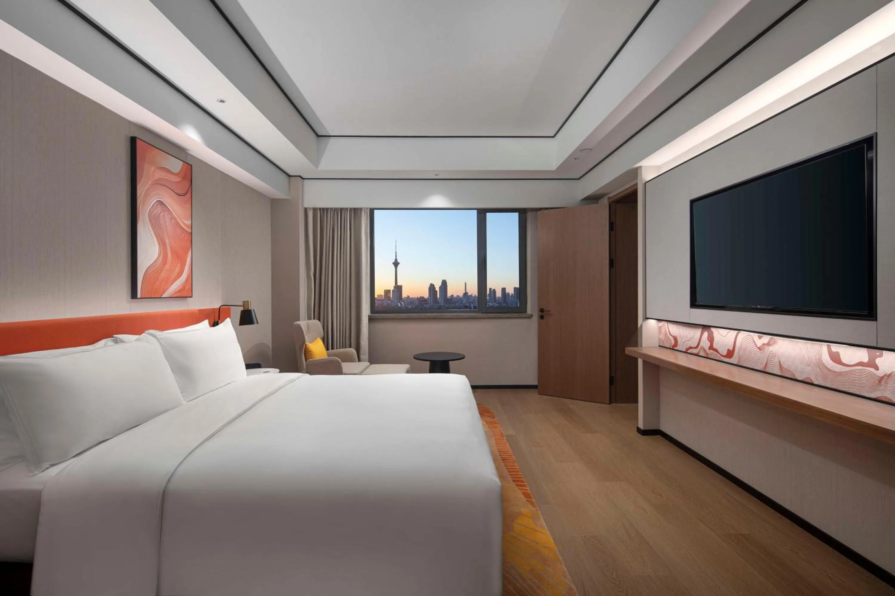 Bed in Hilton Garden Inn Tianjin Five Great Avenues