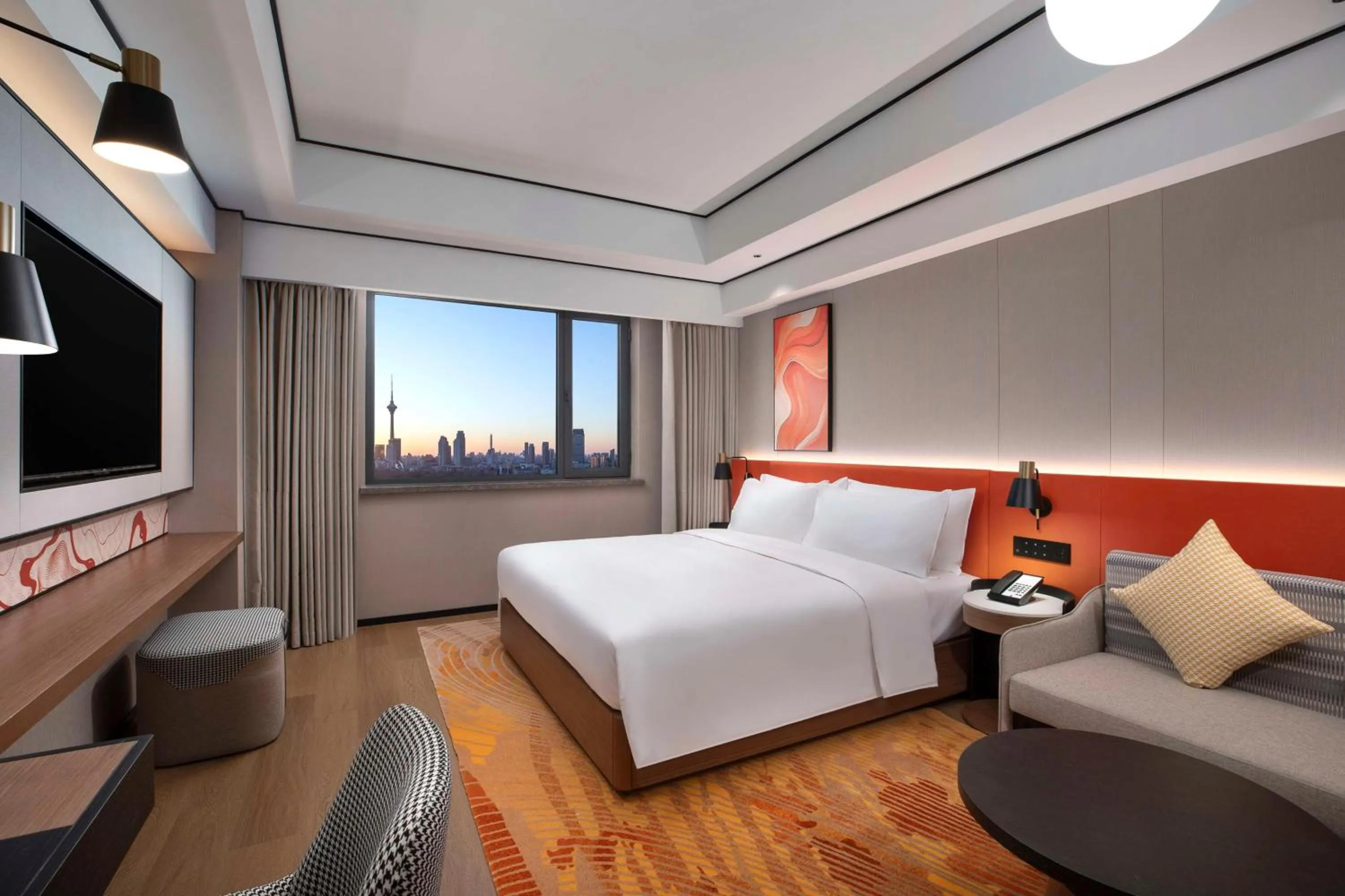 Bed in Hilton Garden Inn Tianjin Five Great Avenues