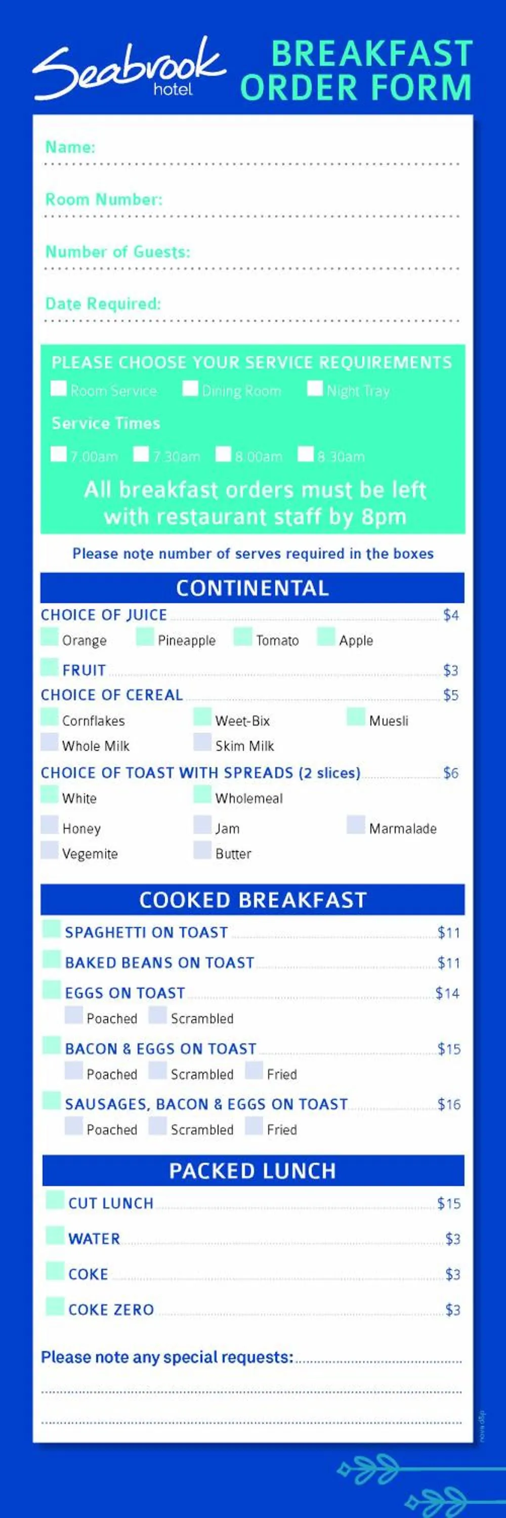 Breakfast in Seabrook Hotel