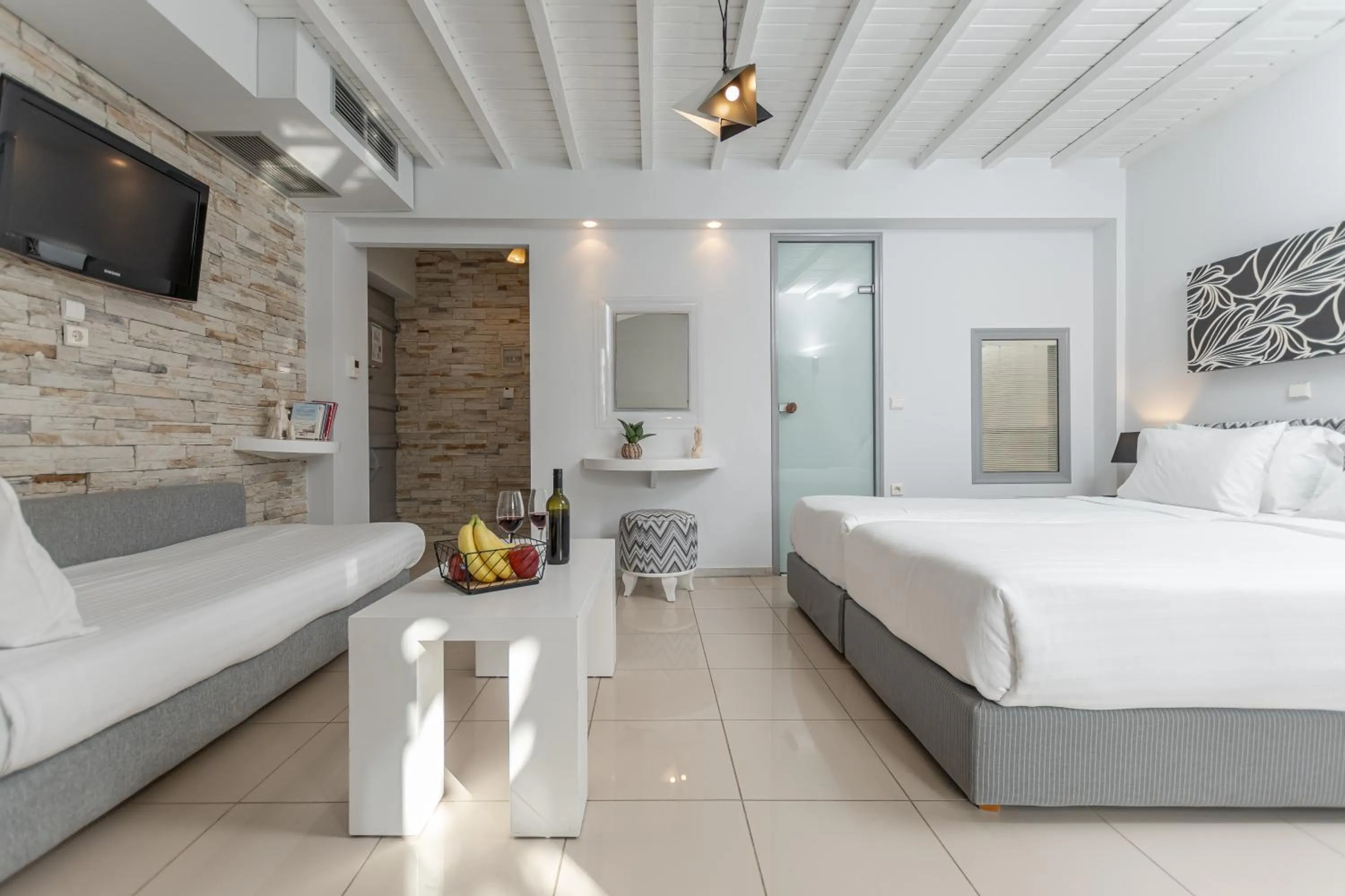 Bed in Galaxy Hotel Naxos