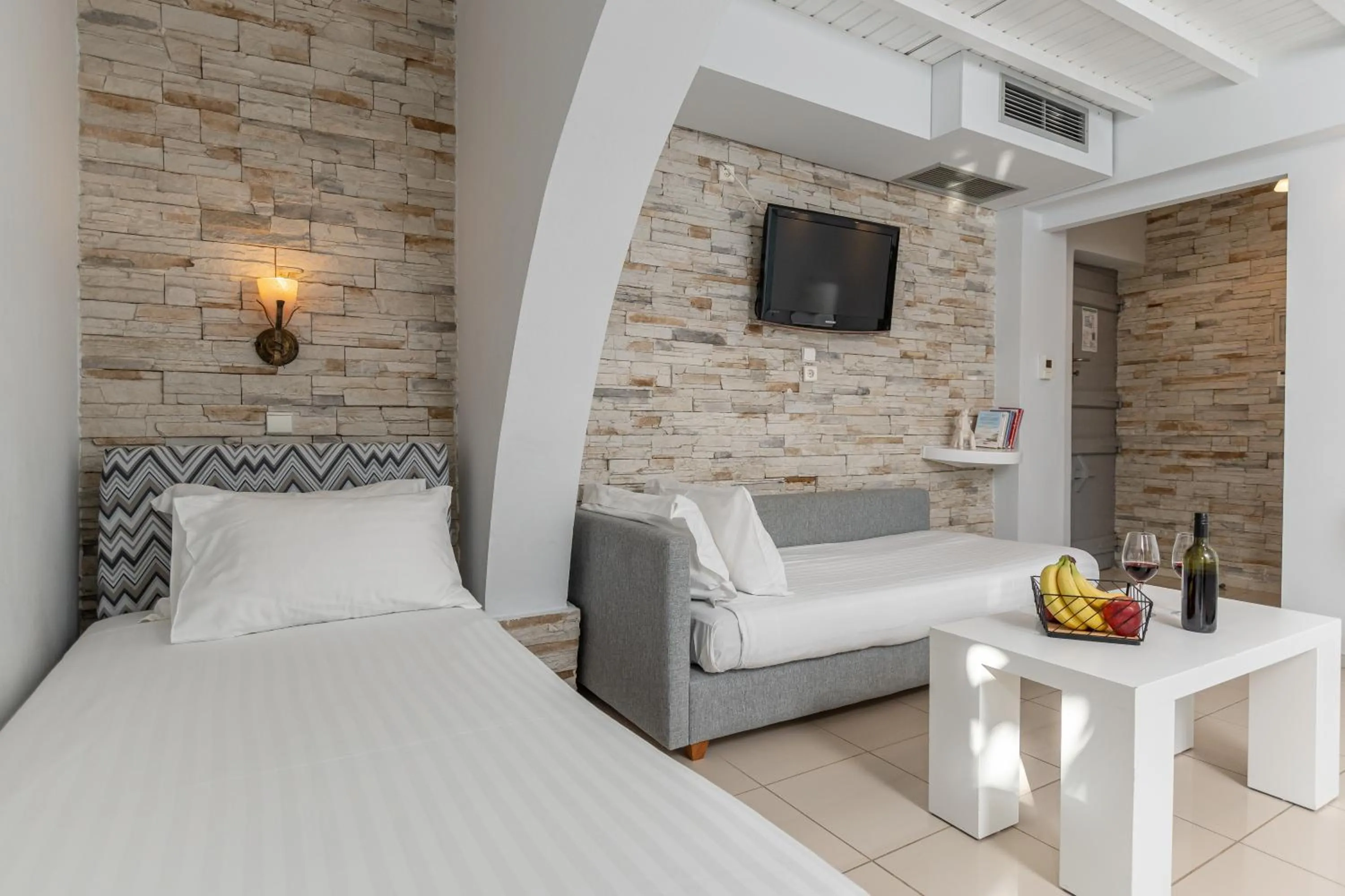 Bed in Galaxy Hotel Naxos