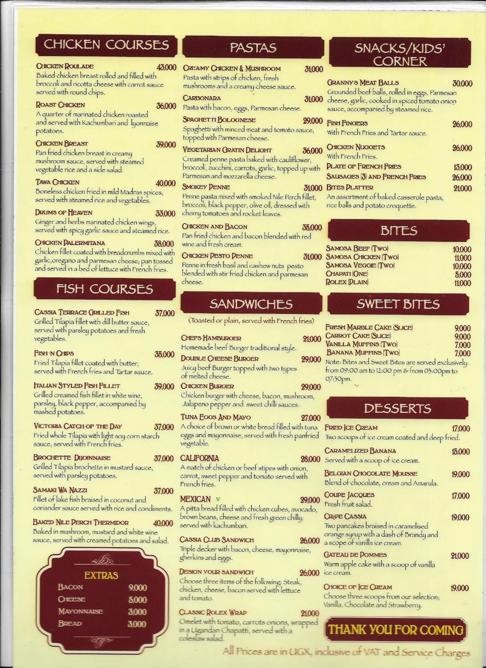 Food in Cassia Lodge