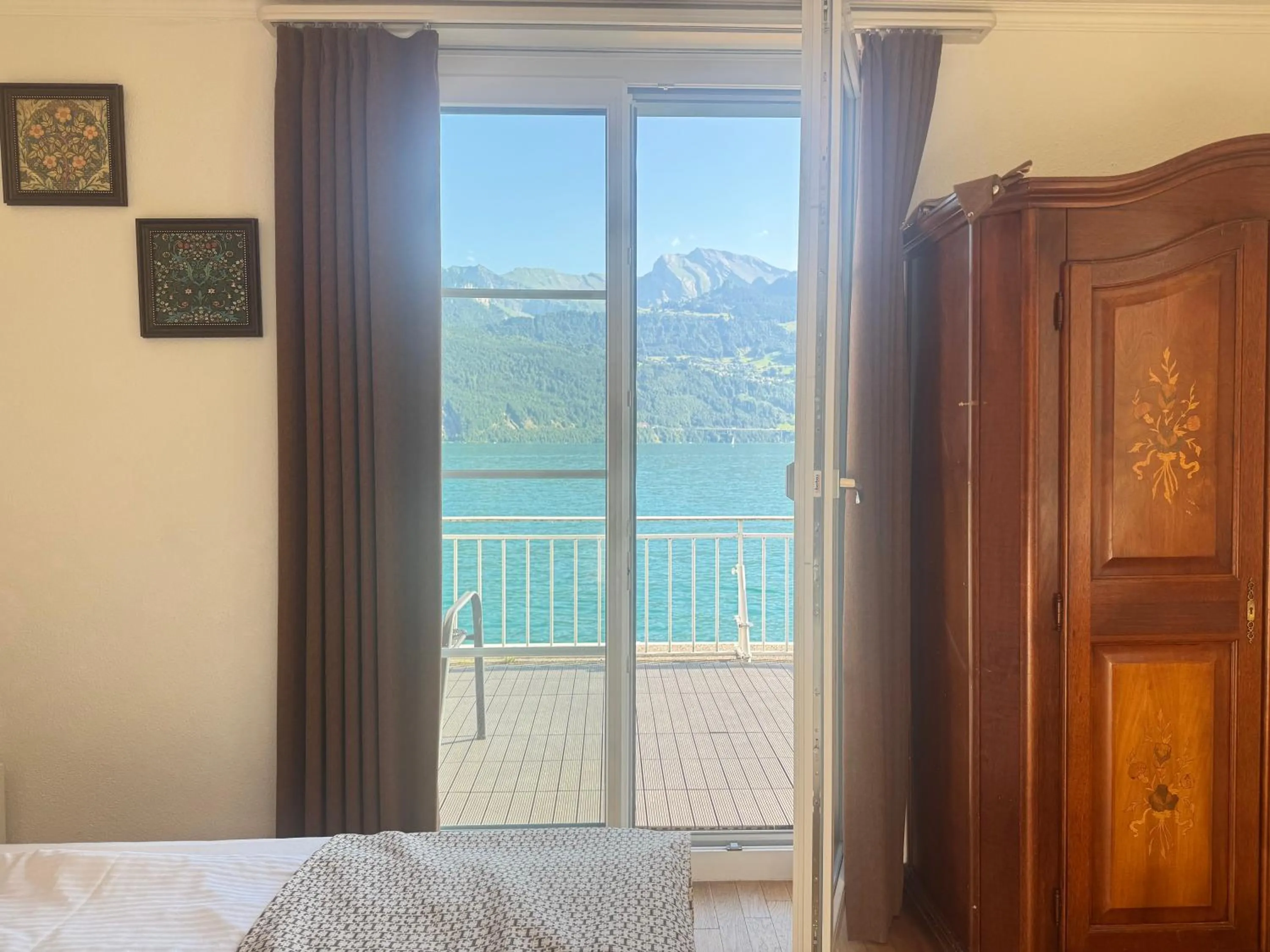 Balcony/Terrace, Bed in Seehotel Schwert