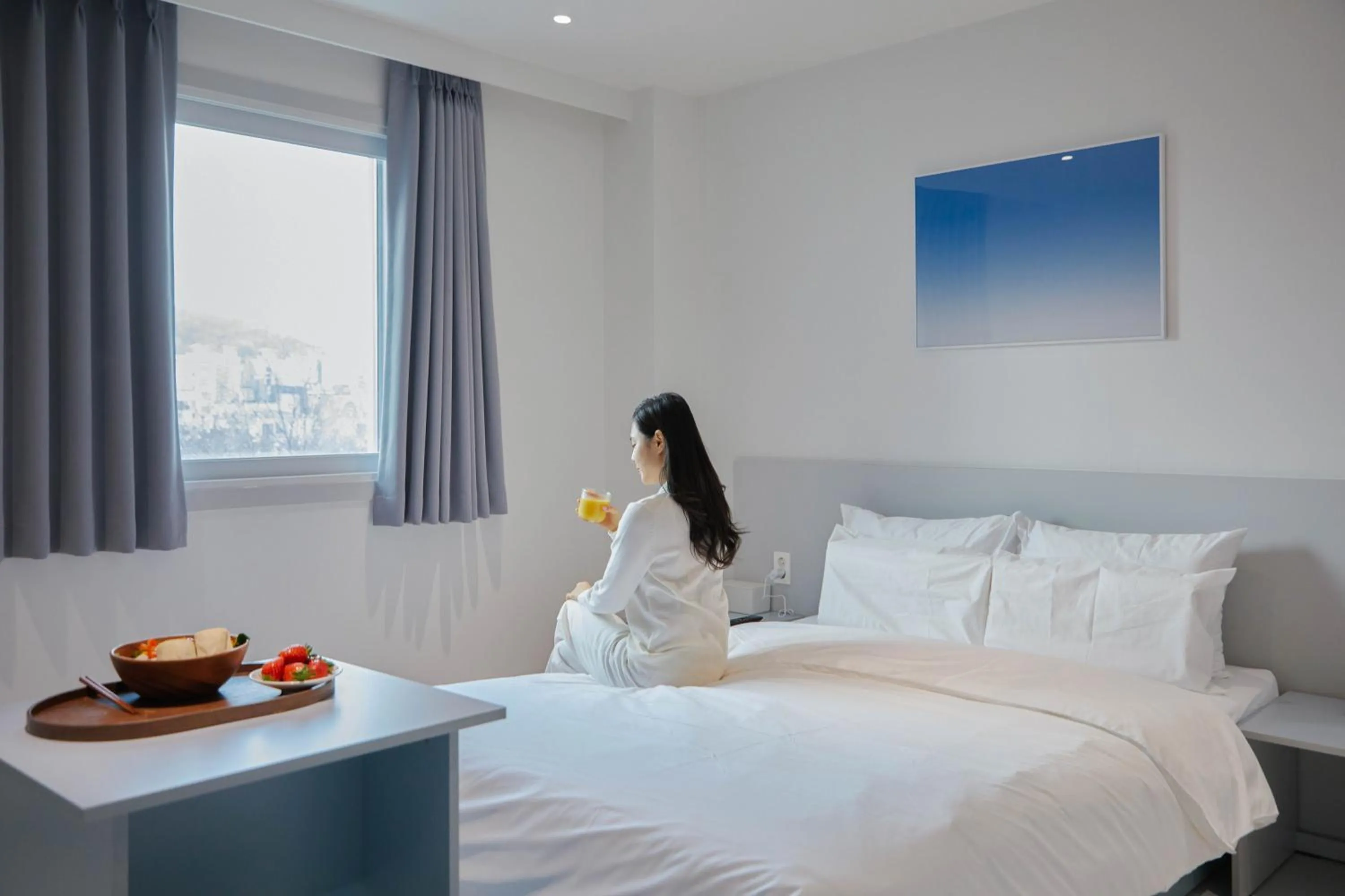 Bed in Aank Ryokan x Aank Air Cheongju