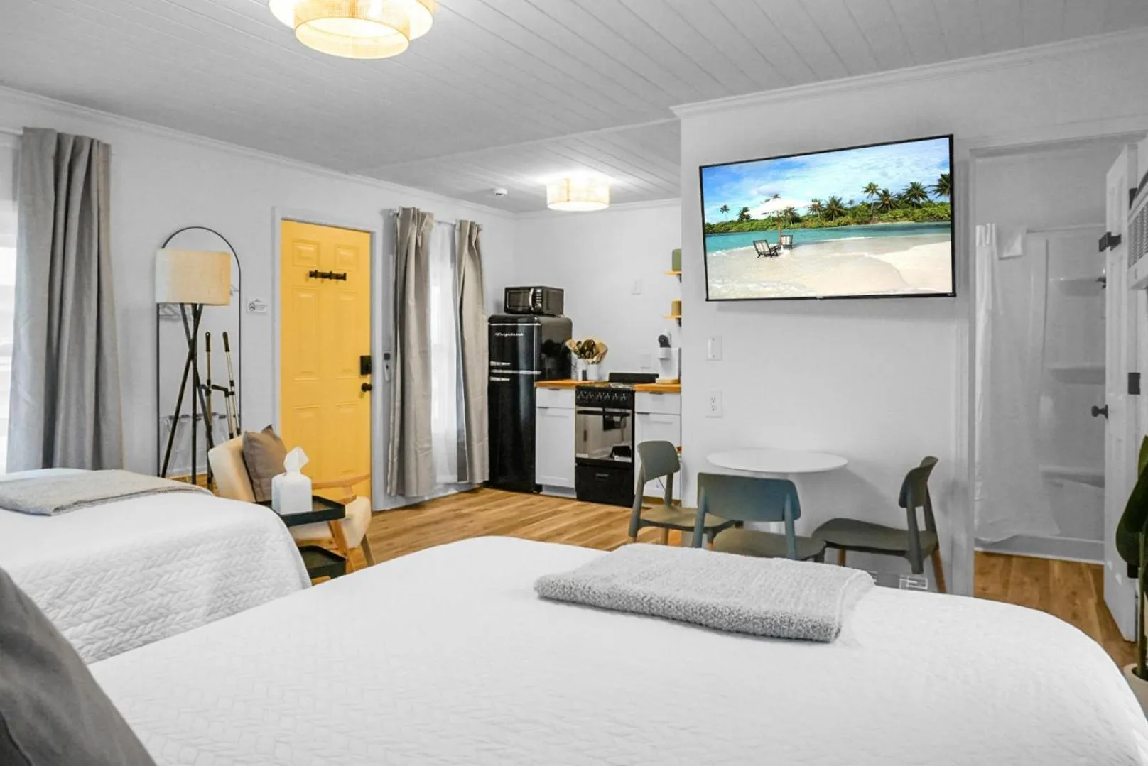 Bed in The Boardwalk Inn