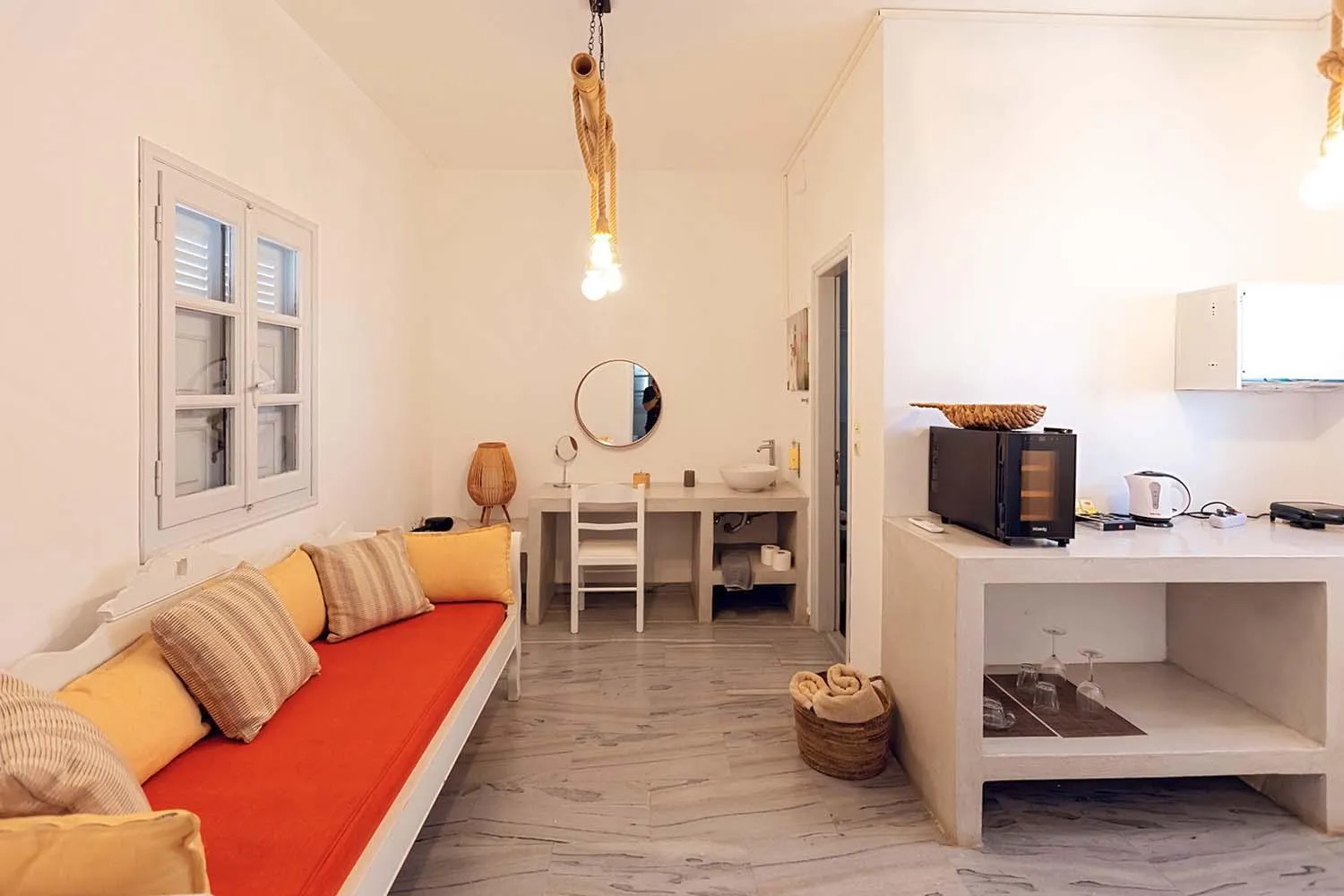 Living room in Phaos Santorini Suites