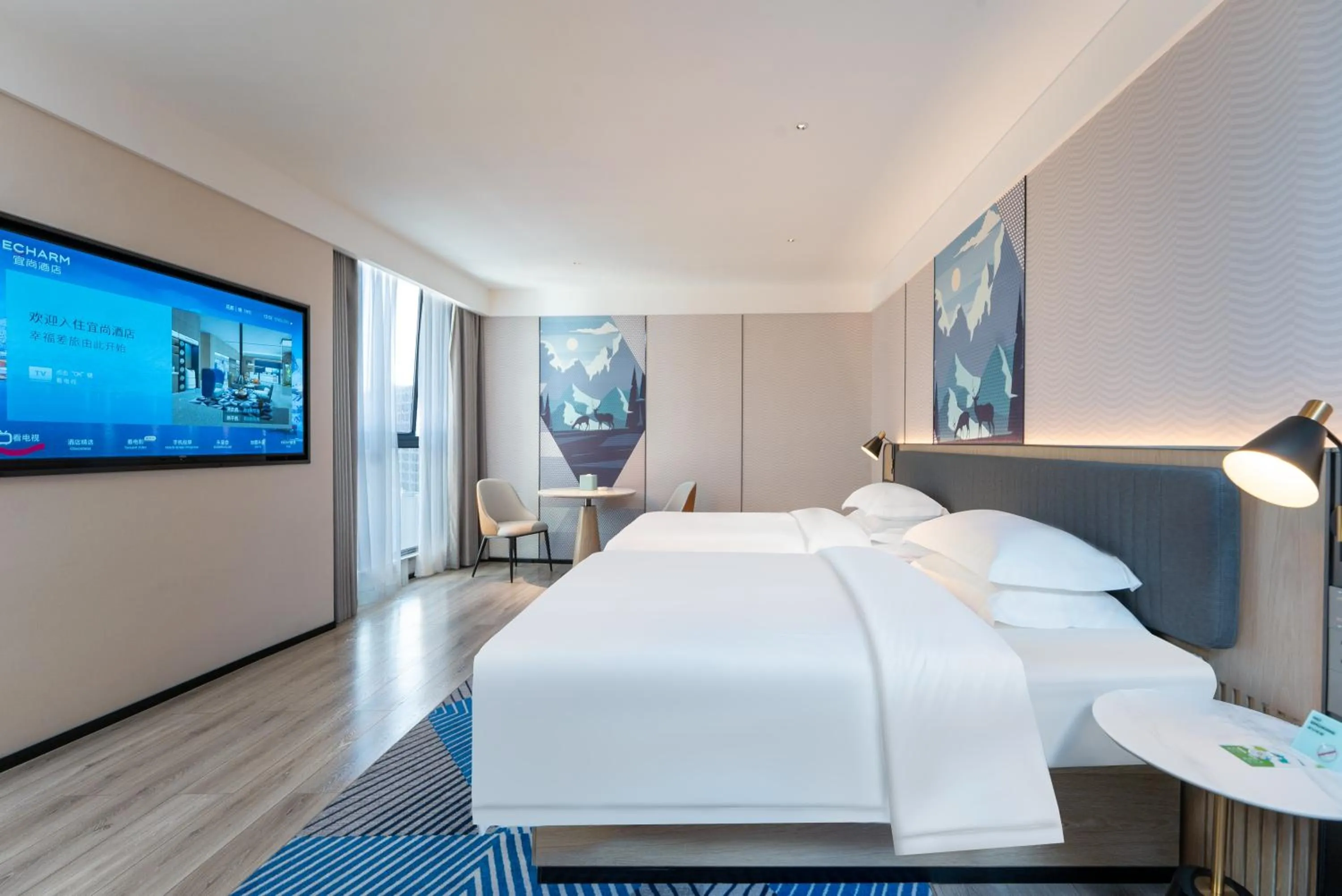 Deluxe Twin Room in Echarm Hotel Guangzhou Baiyun Airport Flagship Store-Free airport shuttle-Free one-way shuttle to the Canton Fair Complex during the fair period-Free VPN