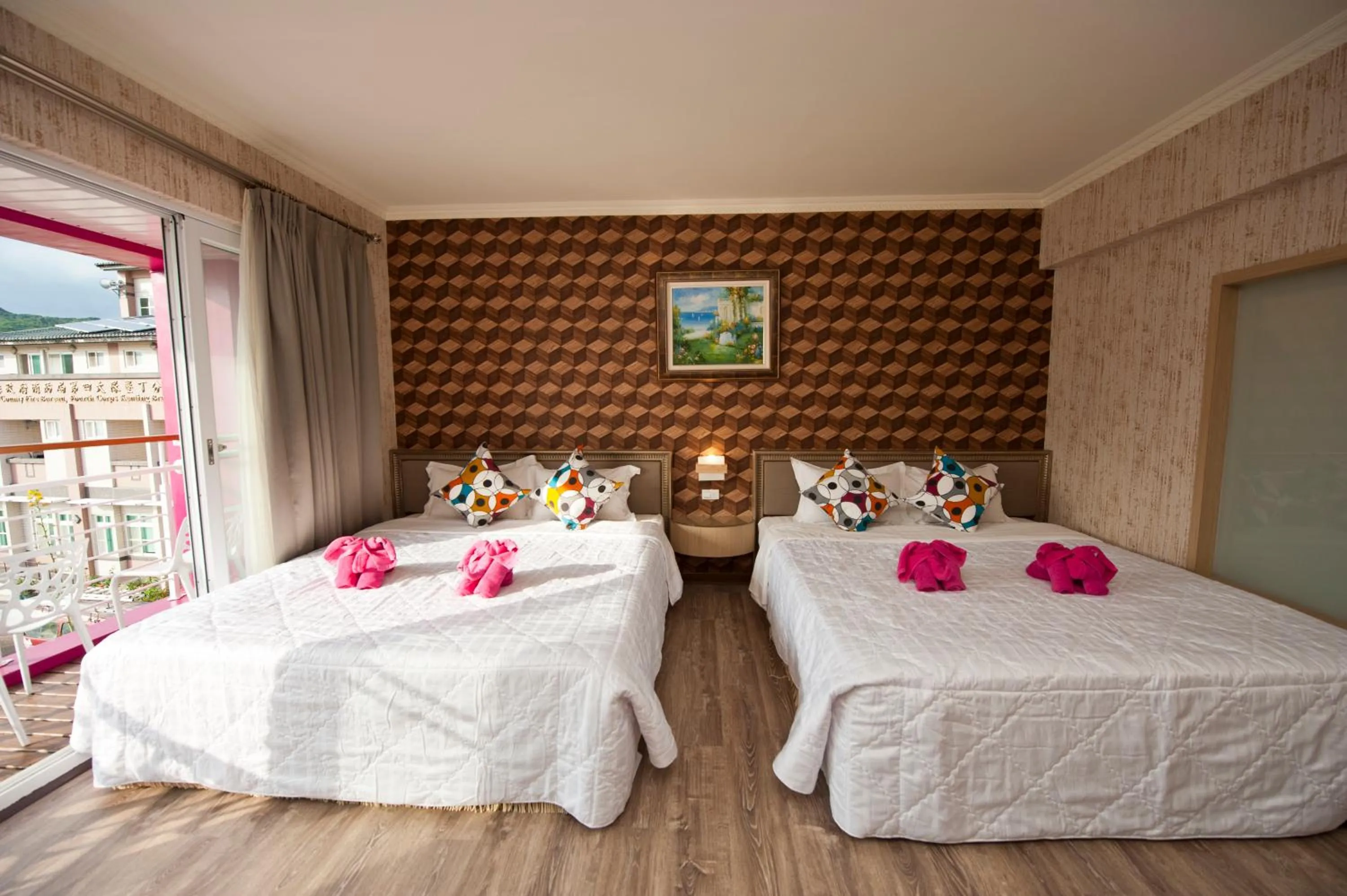 Bed in 墾丁品喬旅店