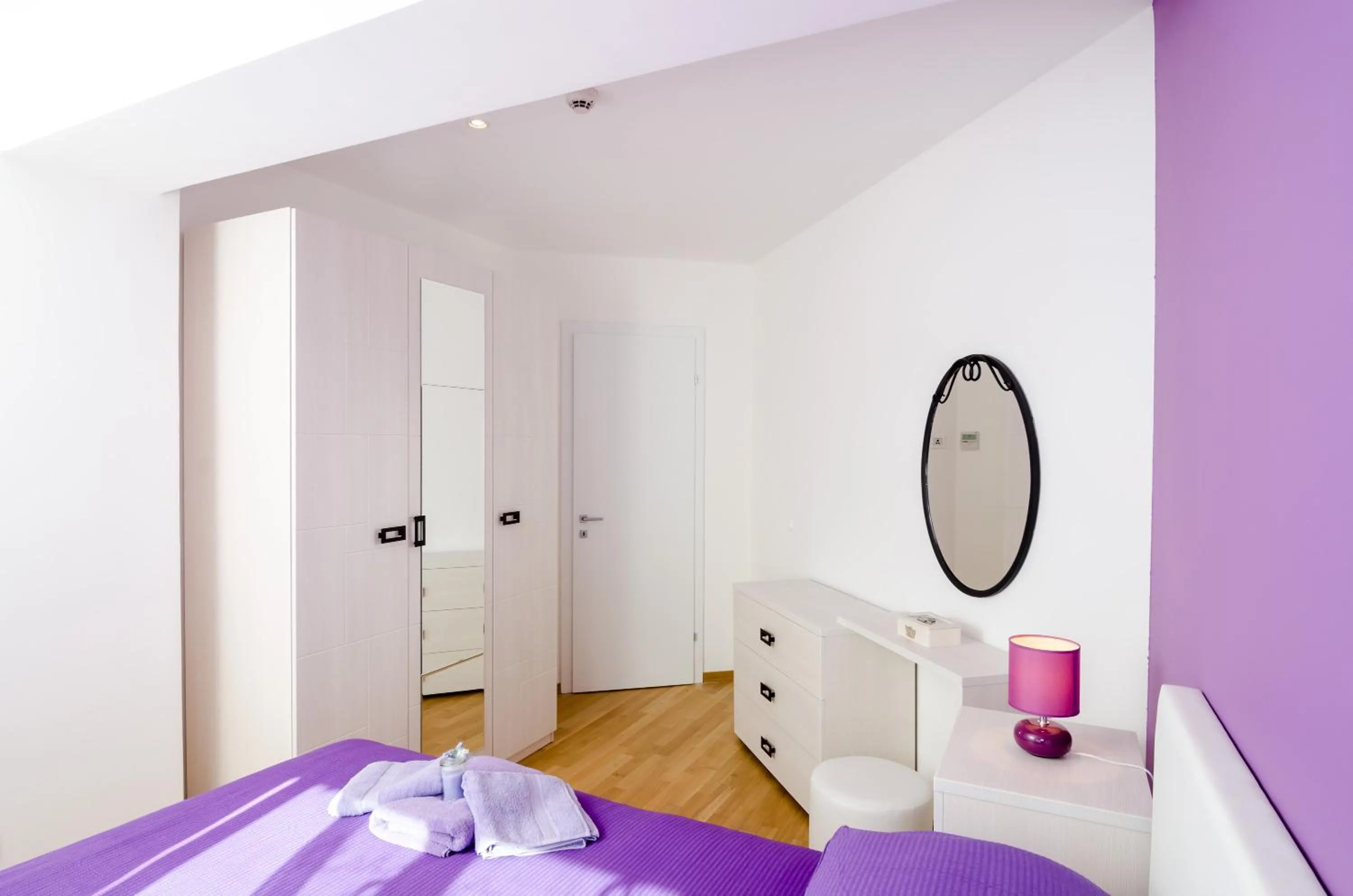 Bedroom, Bed in Apartment Atlant