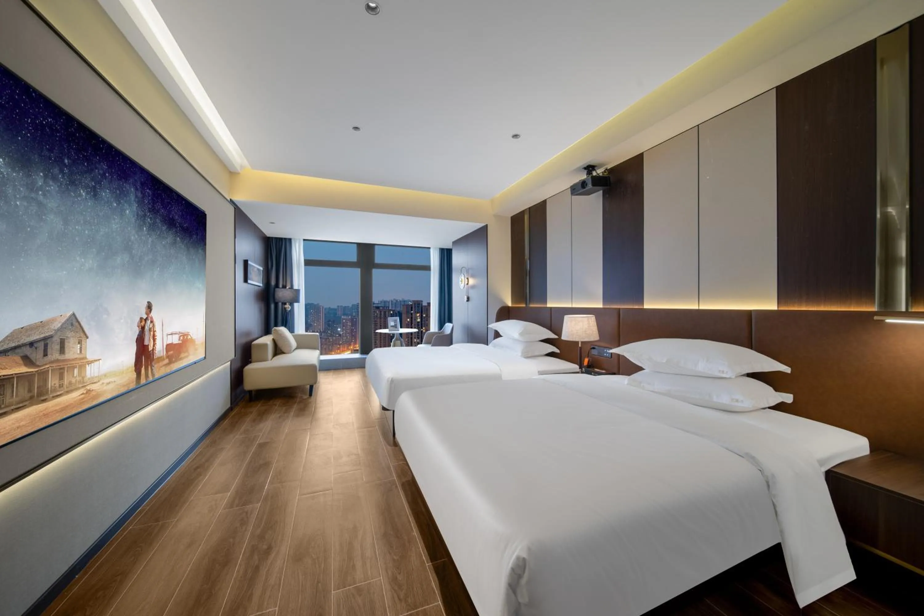 Twin Room with View in Chongqing Junsheng Cloud River View Hotel -Guanyinqiao Beibin 1st Road Branch- Near Liziba, Hongyad ong, and Huaxin Street Metro Station