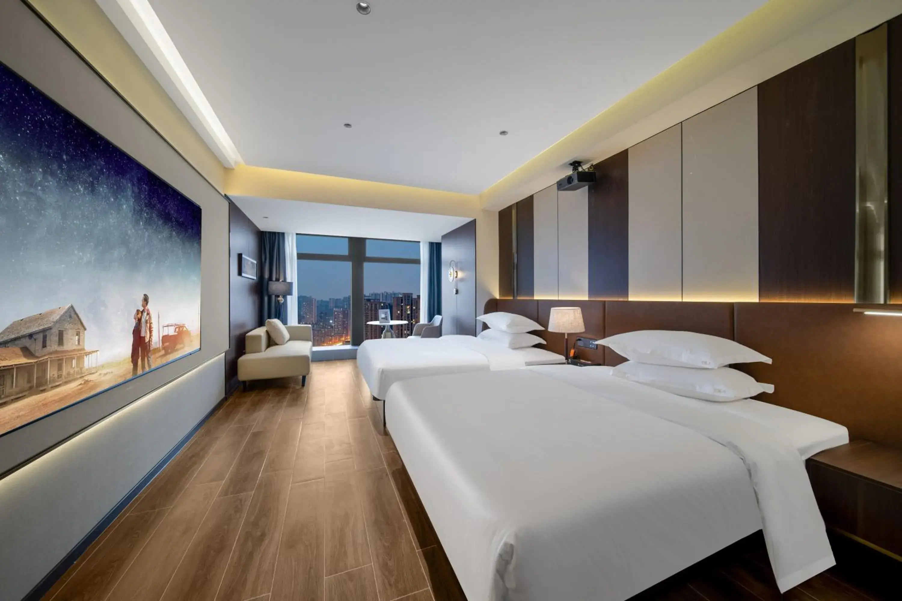 Twin Room with View in Chongqing Junsheng Cloud River View Hotel -Guanyinqiao Beibin 1st Road Branch- Near Liziba, Hongyad ong, and Huaxin Street Metro Station Twin Room with View in Chongqing Junsheng Cloud River View Hotel -Guanyinqiao Beibin 1st Road Branch- Near Liziba, Hongyad ong, and Huaxin Street Metro Station