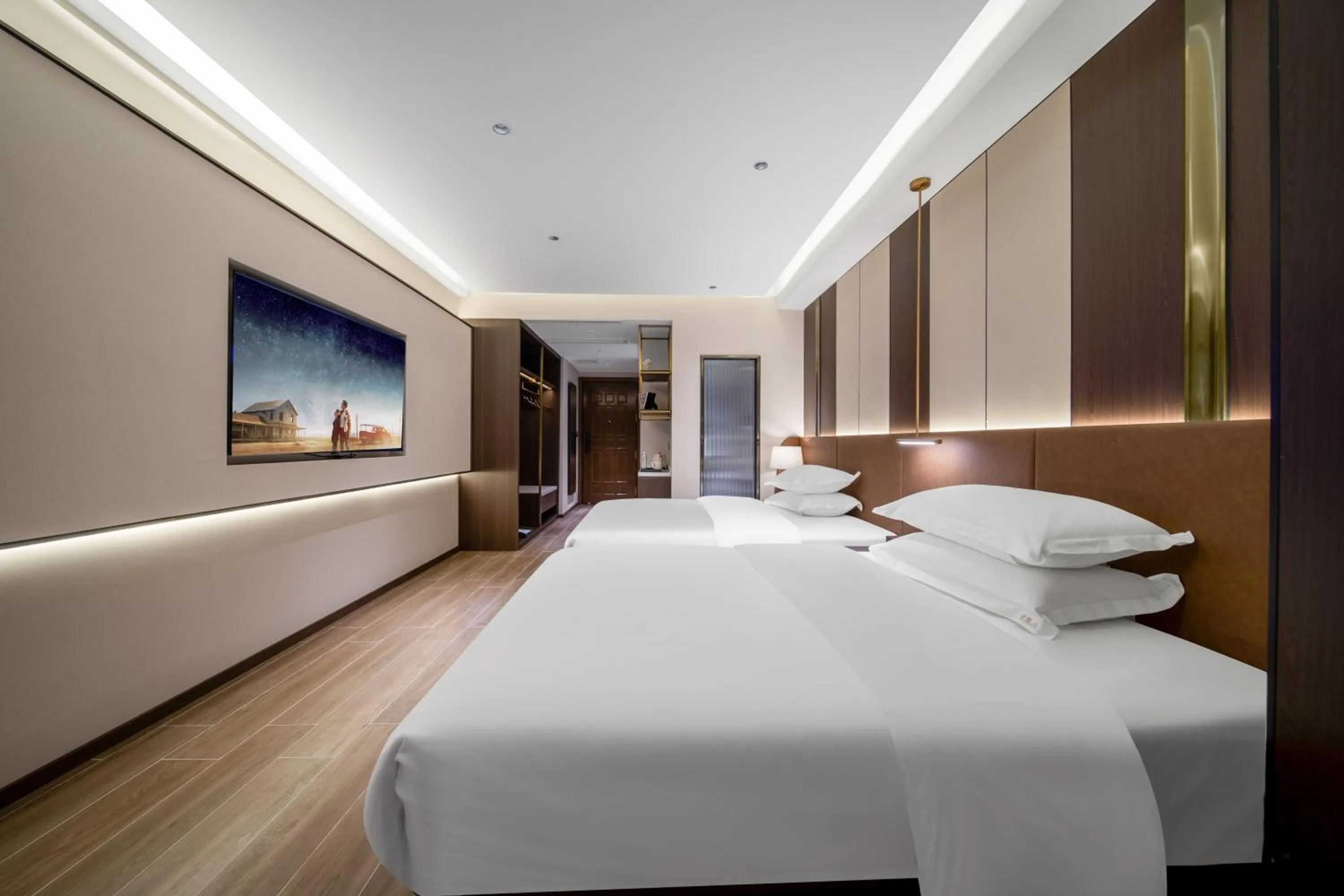 Twin Room with City View in Chongqing Junsheng Cloud River View Hotel -Guanyinqiao Beibin 1st Road Branch- Near Liziba, Hongyad ong, and Huaxin Street Metro Station