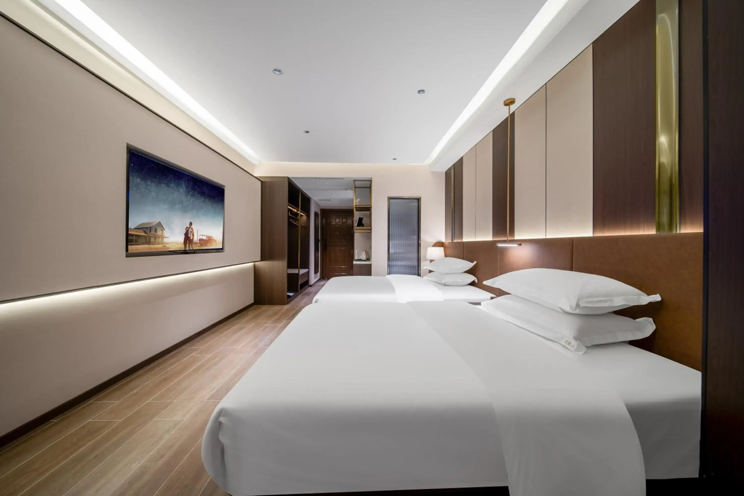 Twin Room with City View in Chongqing Junsheng Cloud River View Hotel -Guanyinqiao Beibin 1st Road Branch- Near Liziba, Hongyad ong, and Huaxin Street Metro Station Twin Room with City View in Chongqing Junsheng Cloud River View Hotel -Guanyinqiao Beibin 1st Road Branch- Near Liziba, Hongyad ong, and Huaxin Street Metro Station