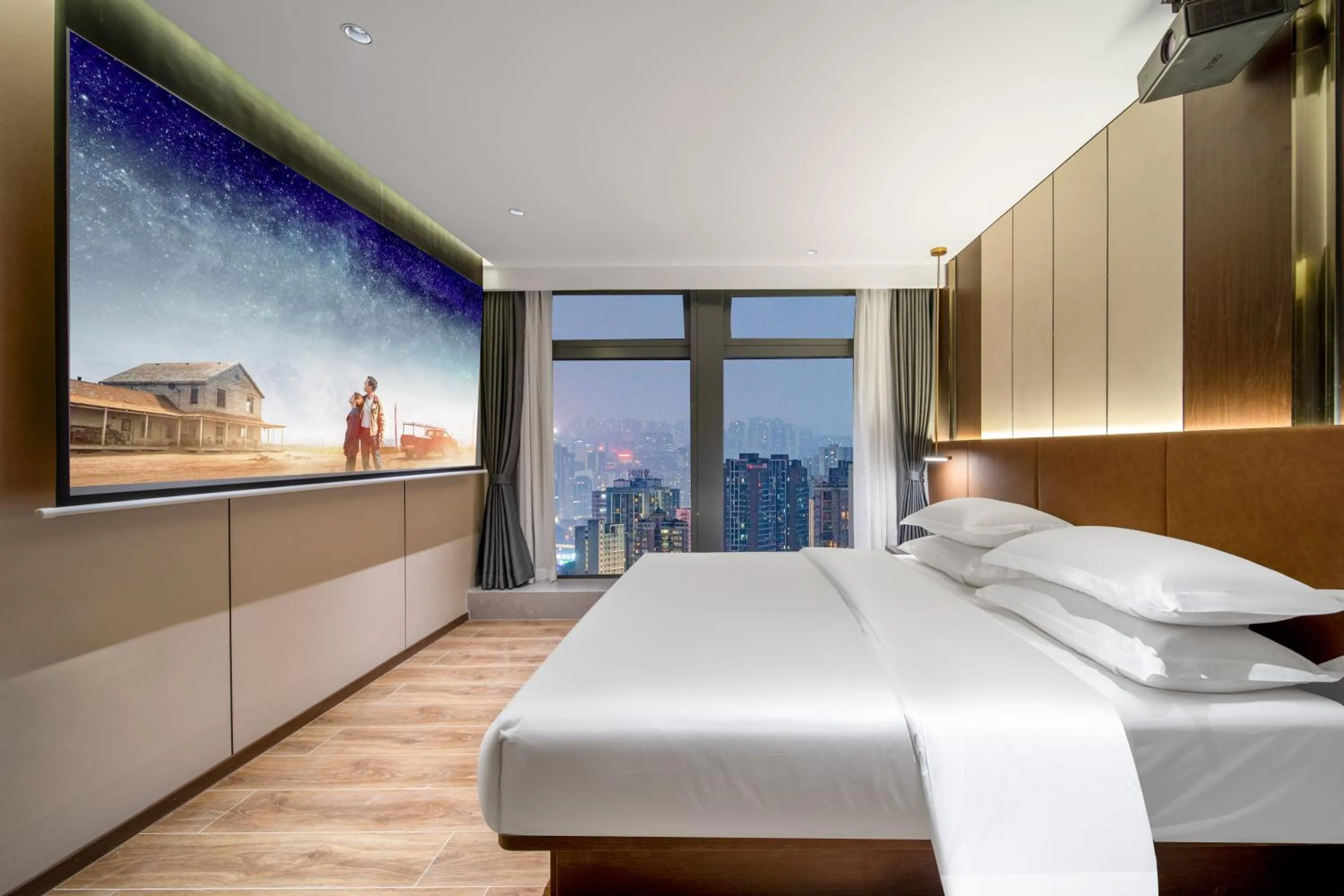 Superior Double Room in Chongqing Junsheng Cloud River View Hotel -Guanyinqiao Beibin 1st Road Branch- Near Liziba, Hongyad ong, and Huaxin Street Metro Station