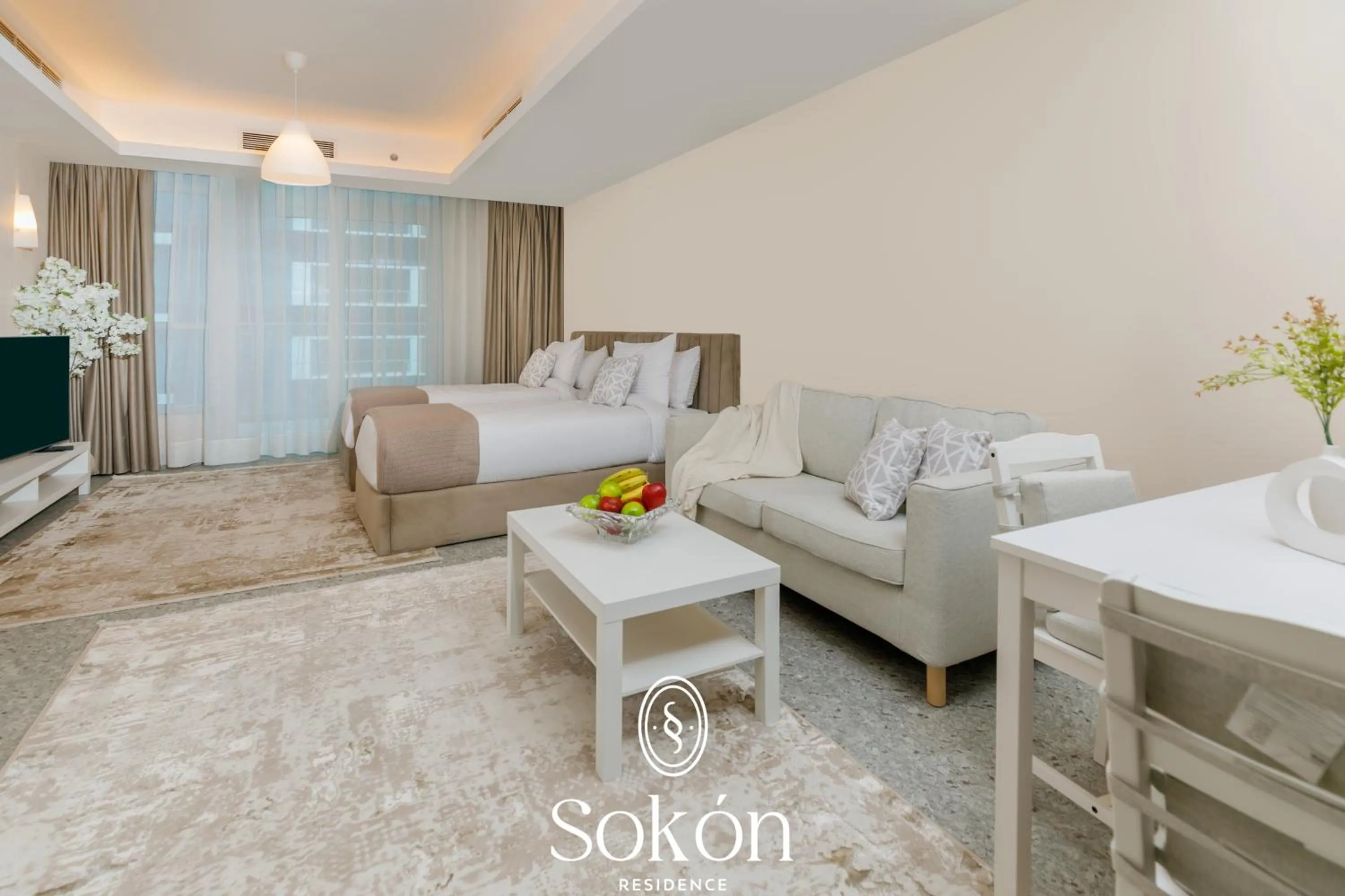 Bed in Sokon Residence Partial Nile view at Maadi