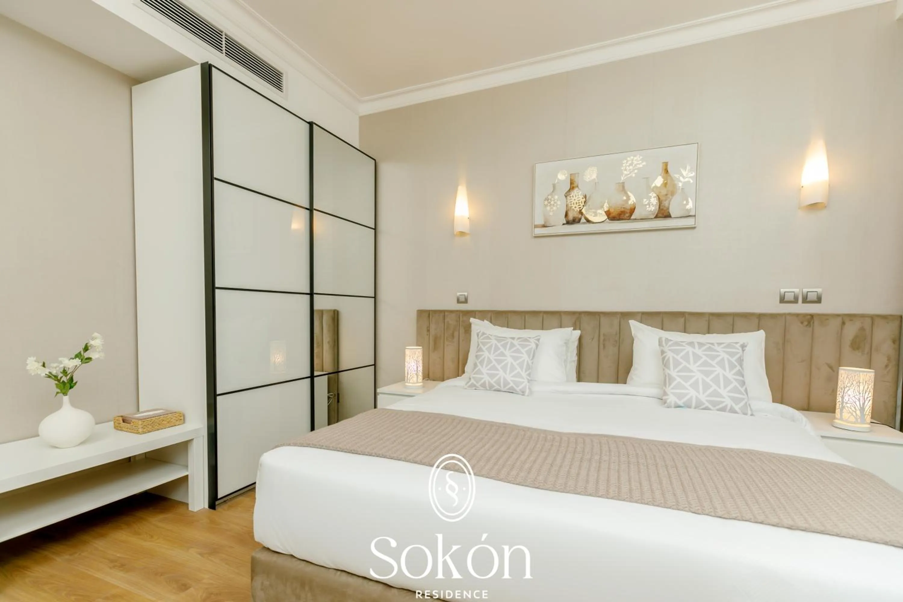 Bedroom, Bed in Sokon Residence Partial Nile view at Maadi