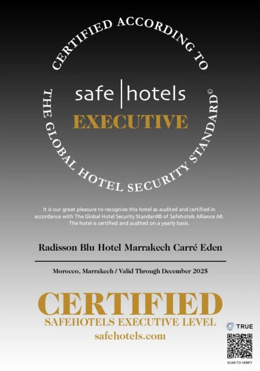 Logo/Certificate/Sign in Radisson Blu Marrakech, Carré Eden