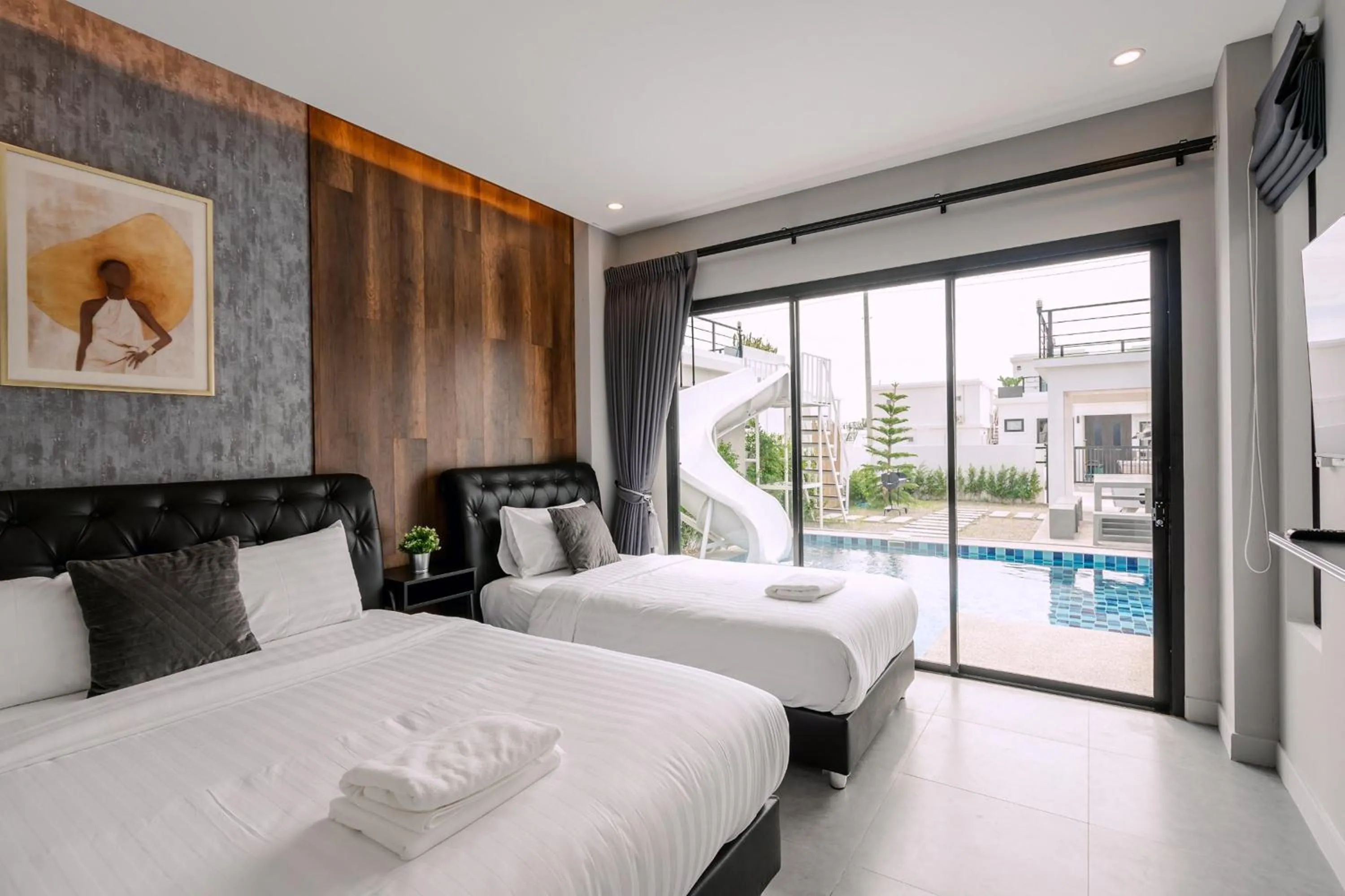Bed in The Modern Pool Villa Hua Hin