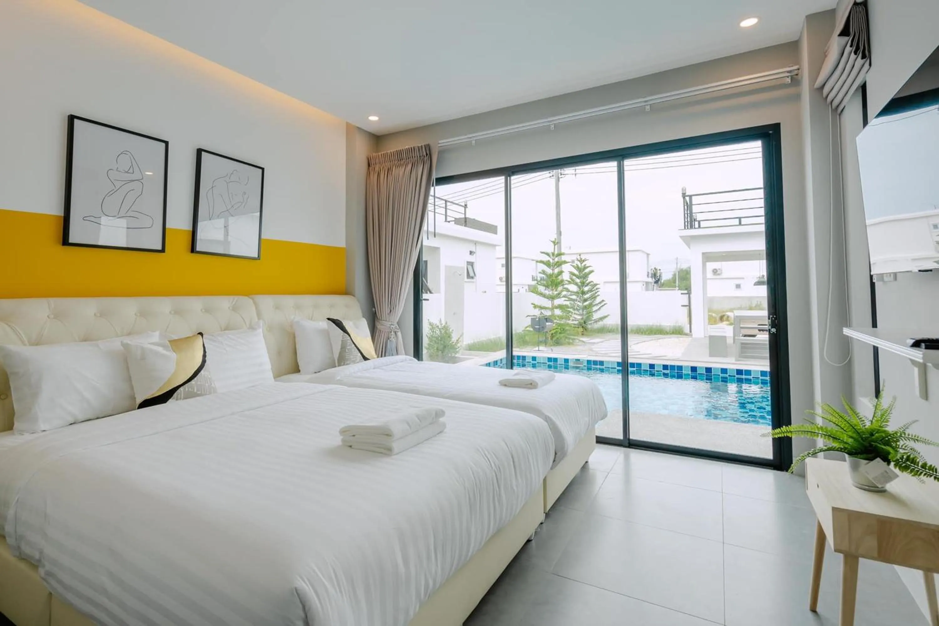 Bed in The Modern Pool Villa Hua Hin