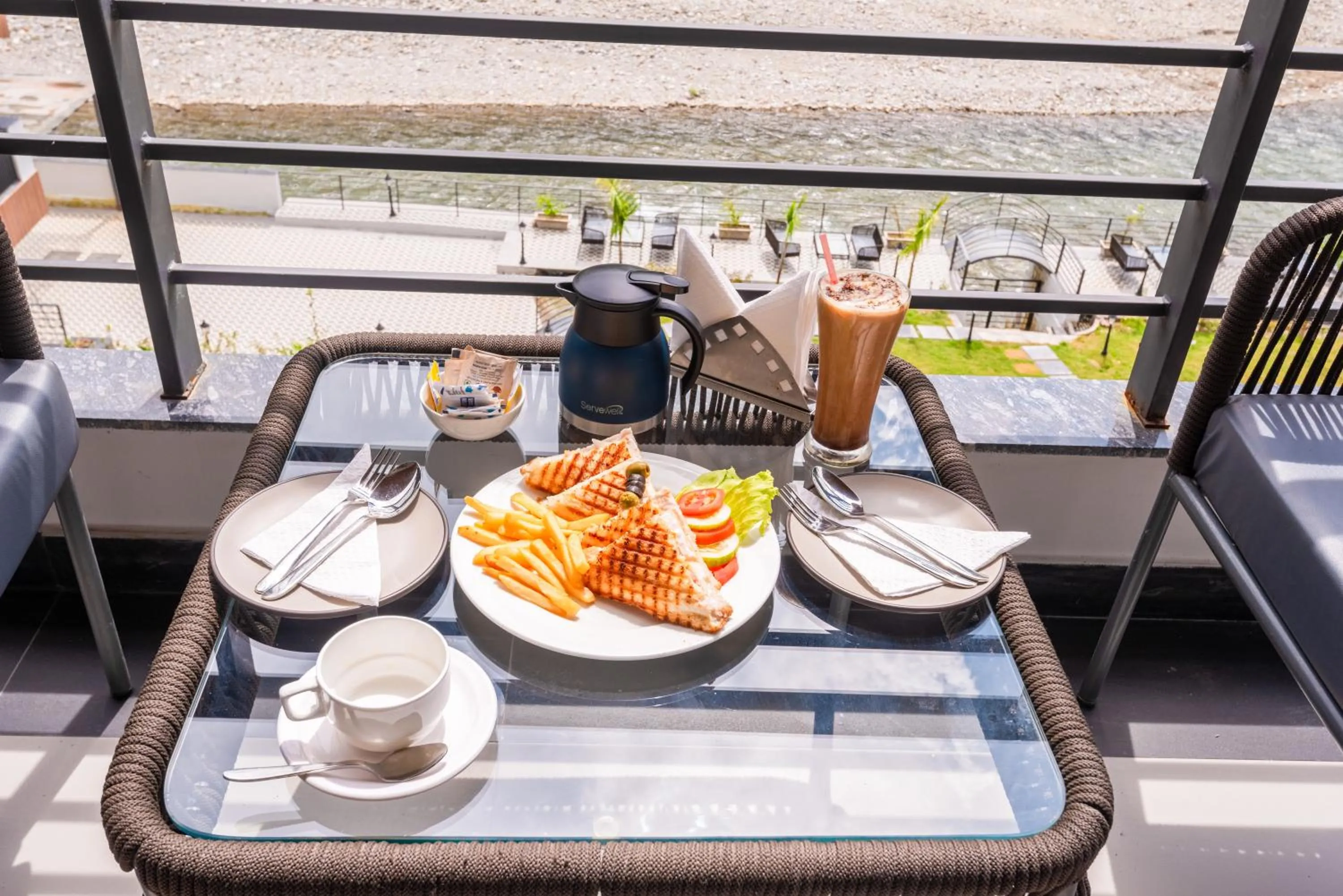 Seating area in DLS Divine River Resort and Spa, Rishikesh
