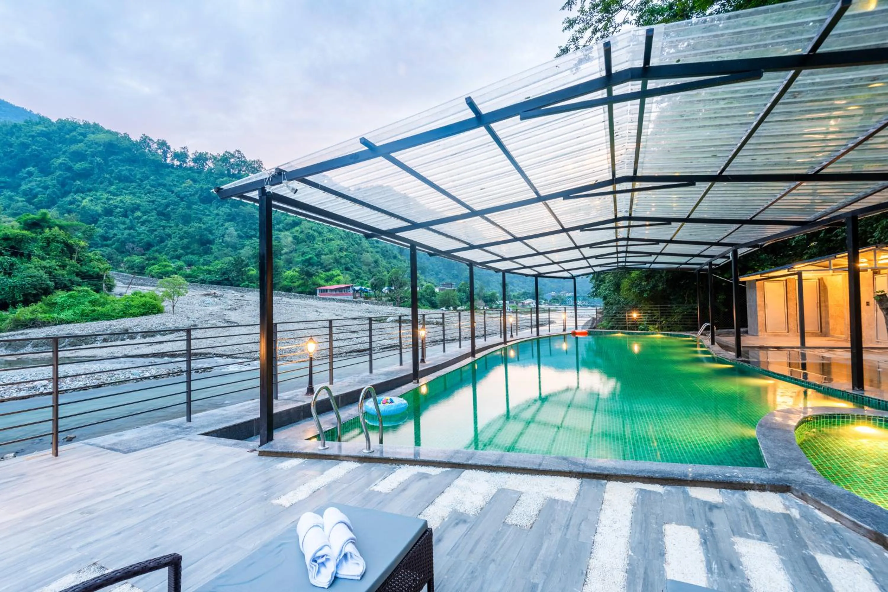 Pool view in DLS Divine River Resort and Spa, Rishikesh