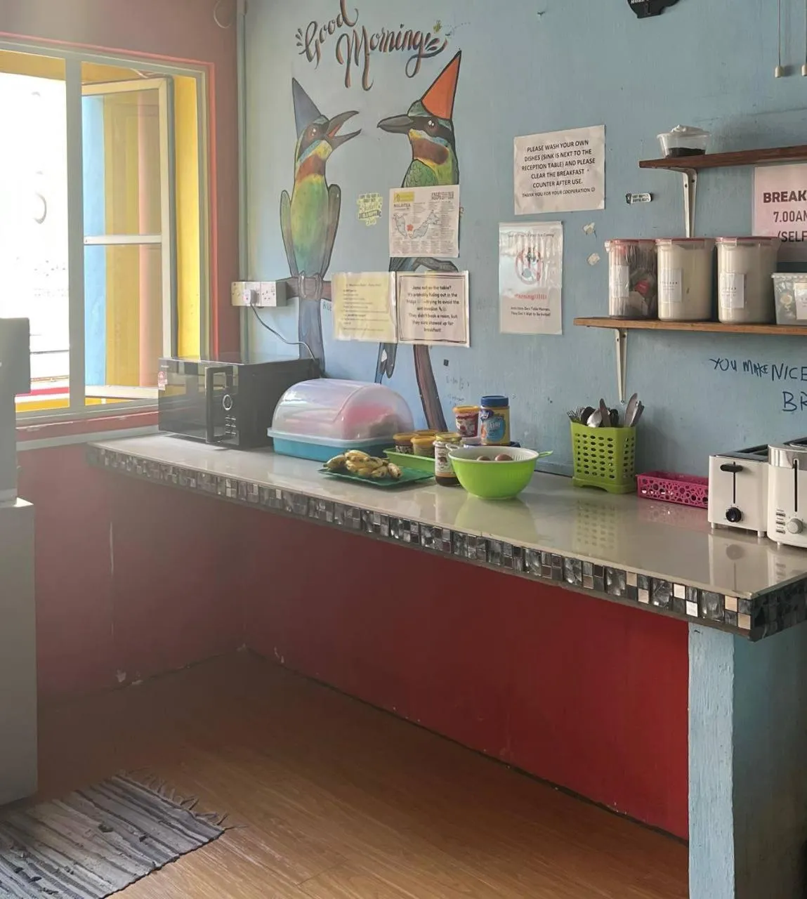 Breakfast in Sandakan Backpackers Hostel