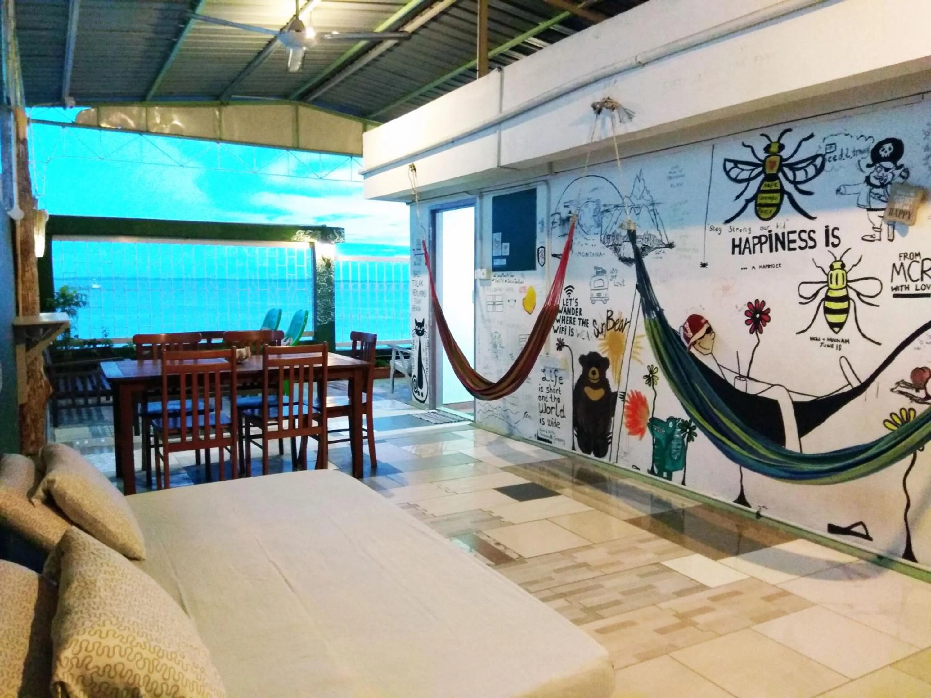 Patio in Sandakan Backpackers Hostel