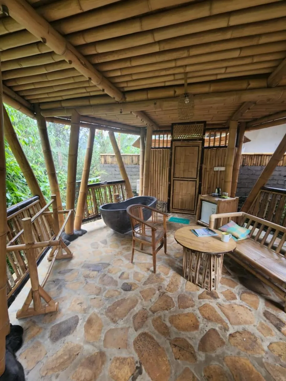 Seating area in Pondok Salacca#bamboohouse#