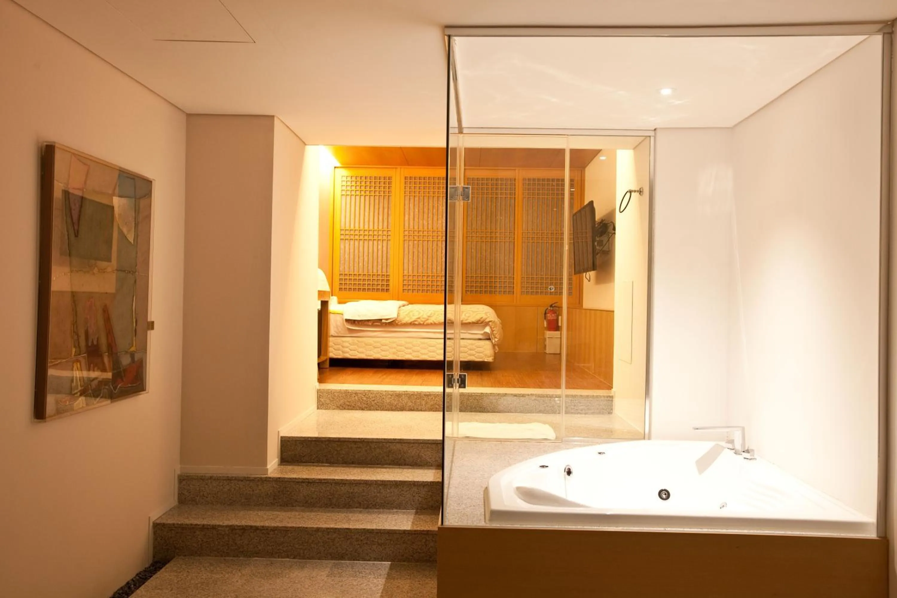 Bathroom, Bed in Yuwon Hotel